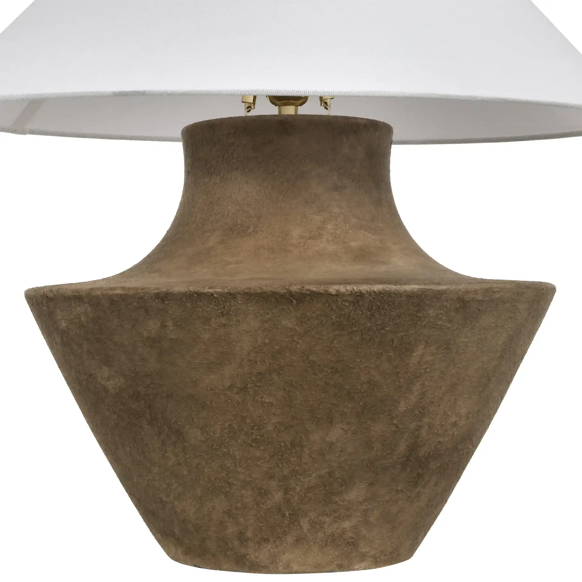 Wahkan Ceramic Table Lamp in Brown / White in a styled room