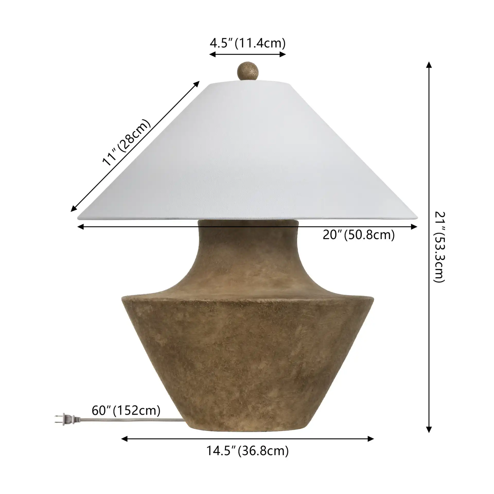 Wahkan Ceramic Table Lamp in Brown / White, detail view