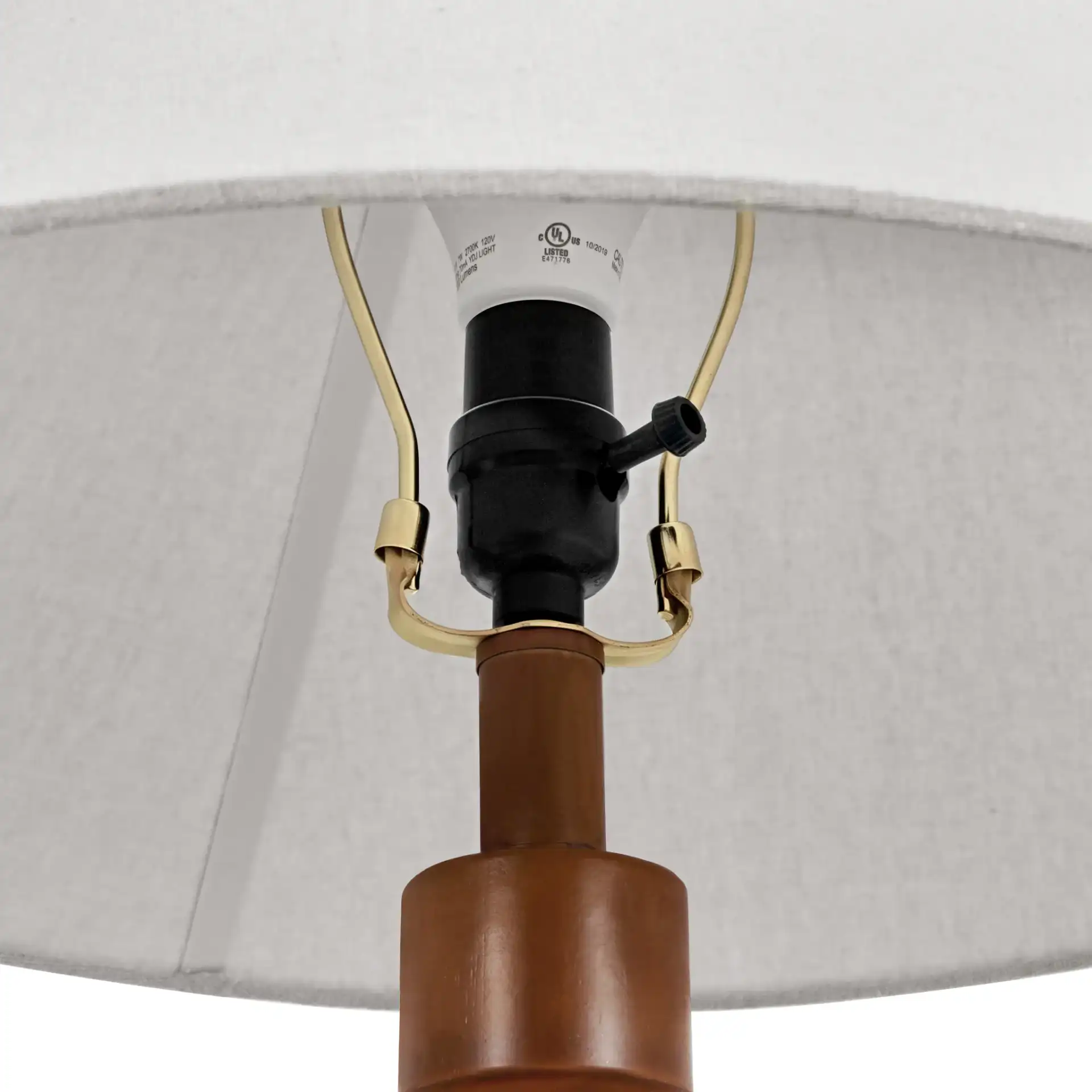 Zavida Resin Table Lamp in Dark Brown / Oatmeal in a styled room