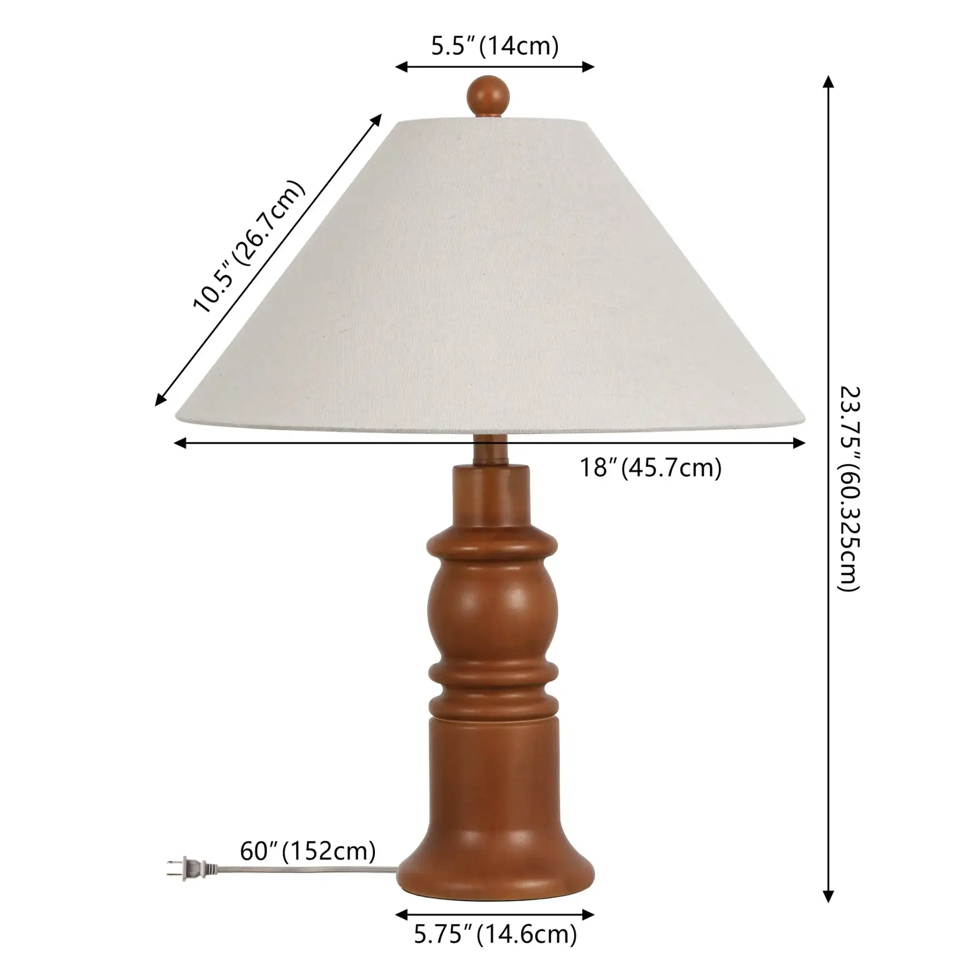 Zavida Resin Table Lamp in Dark Brown / Oatmeal, detail view