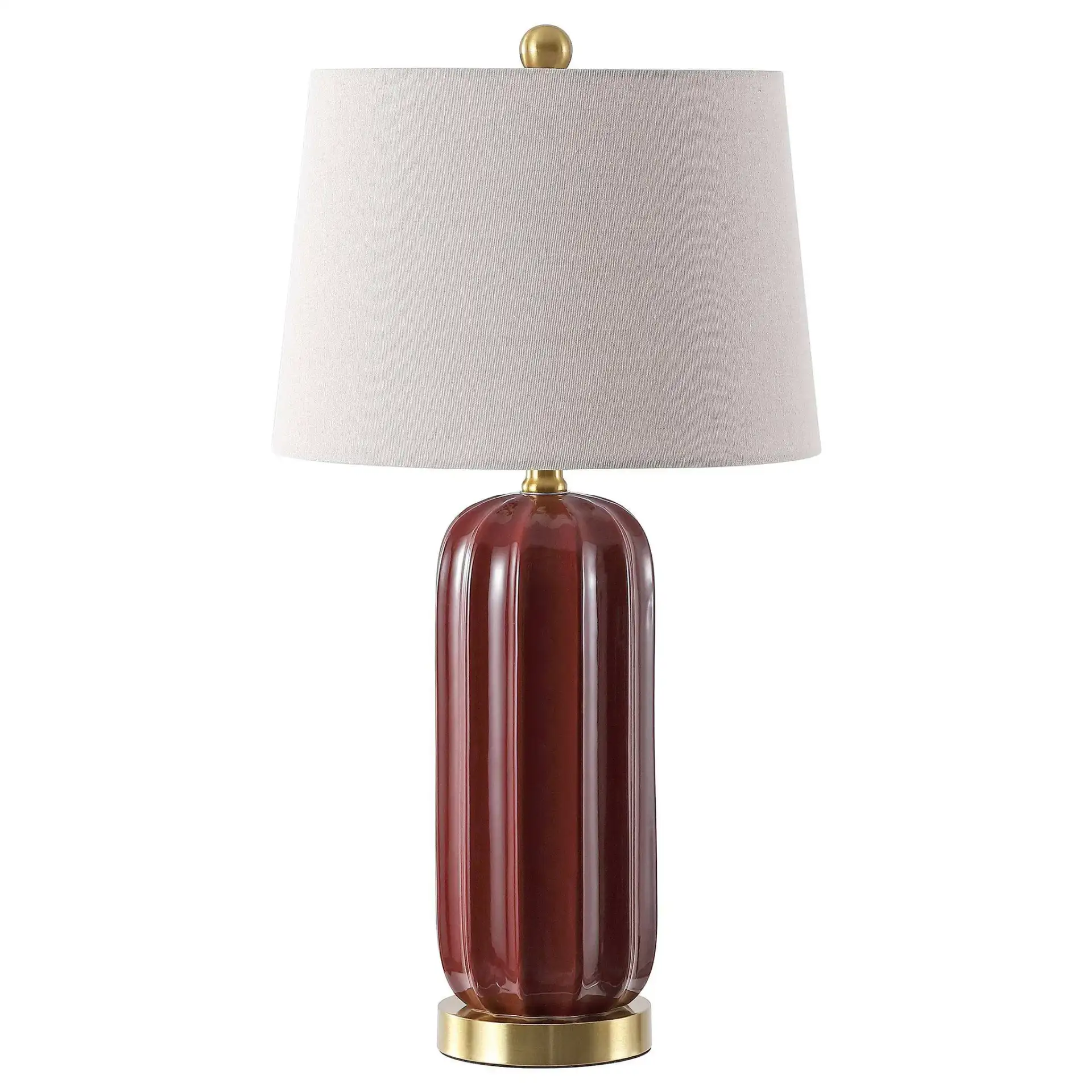 Gafna Ceramic Table Lamp in Red / Oatmeal, detail view