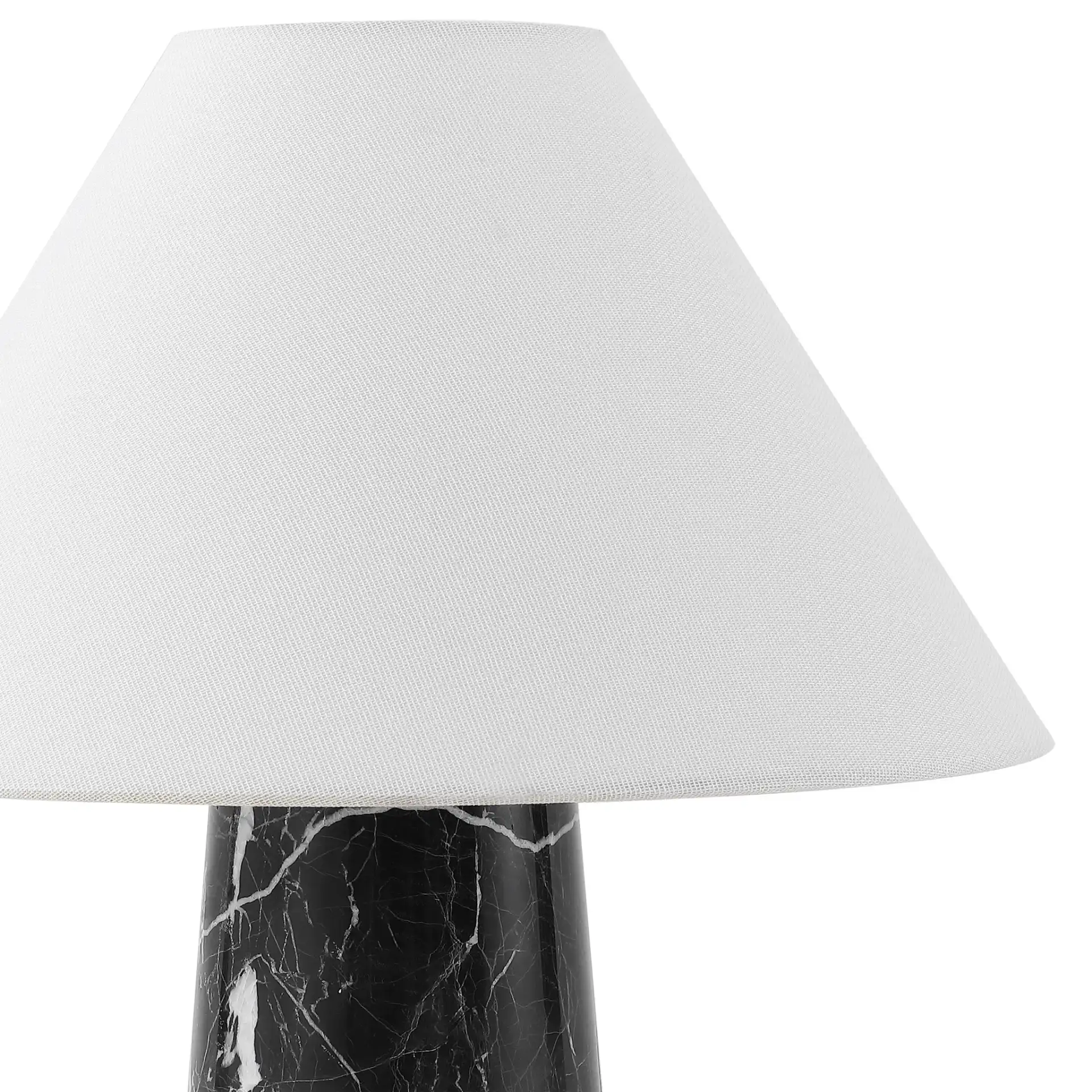 Ivyrae Marble Table Lamp in Brass Gold / Black / White in a styled room