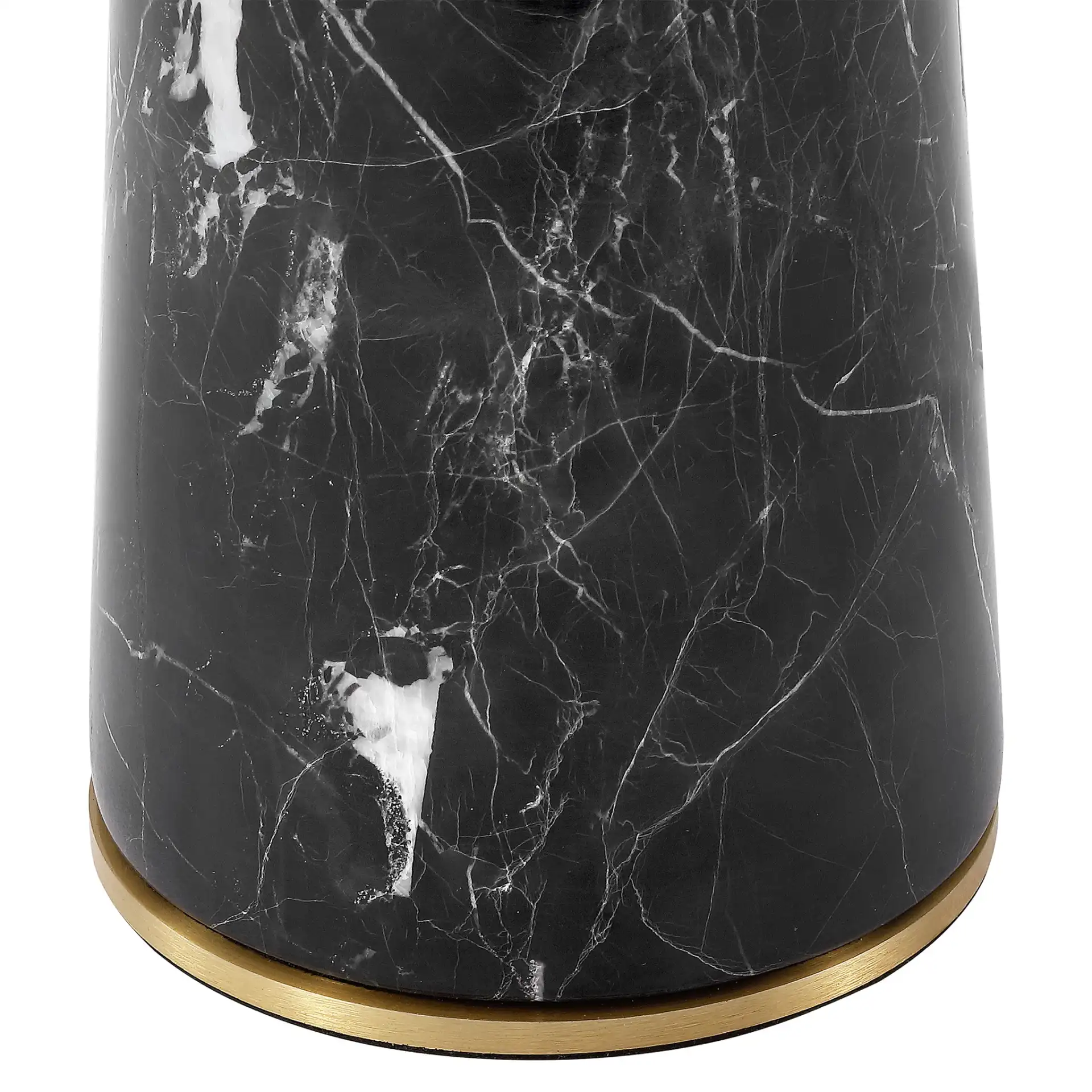 Ivyrae Marble Table Lamp in Brass Gold / Black / White in a styled room