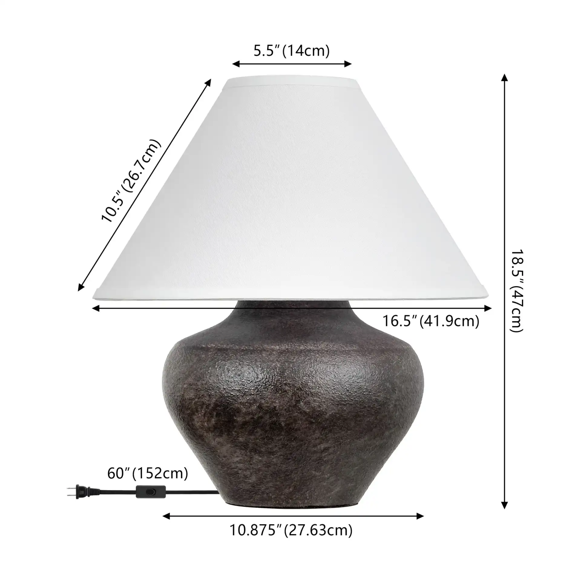 Sadiya Concrete Table Lamp in Black / White, detail view