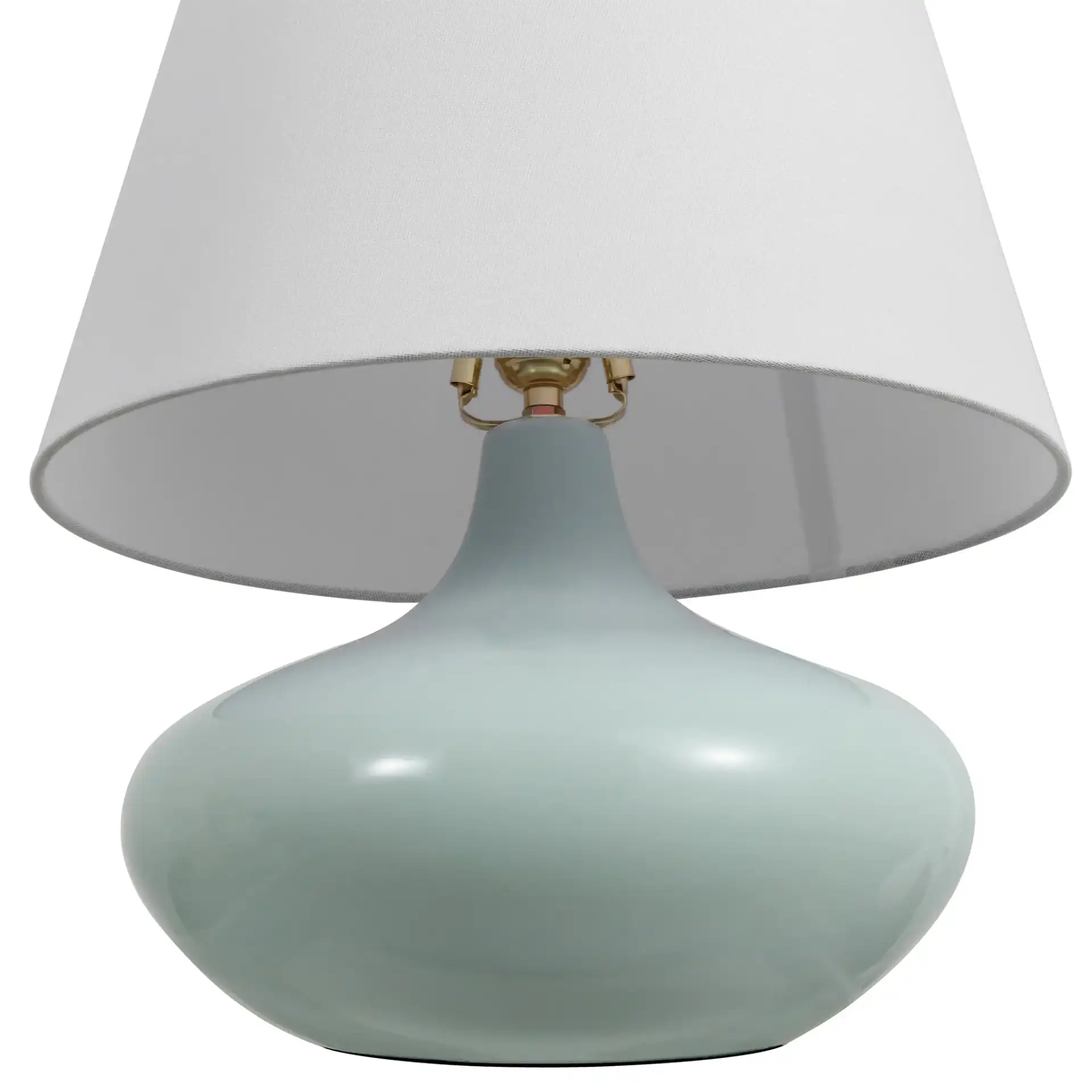Waneta Ceramic Table Lamp in Light Blue / White in a styled room