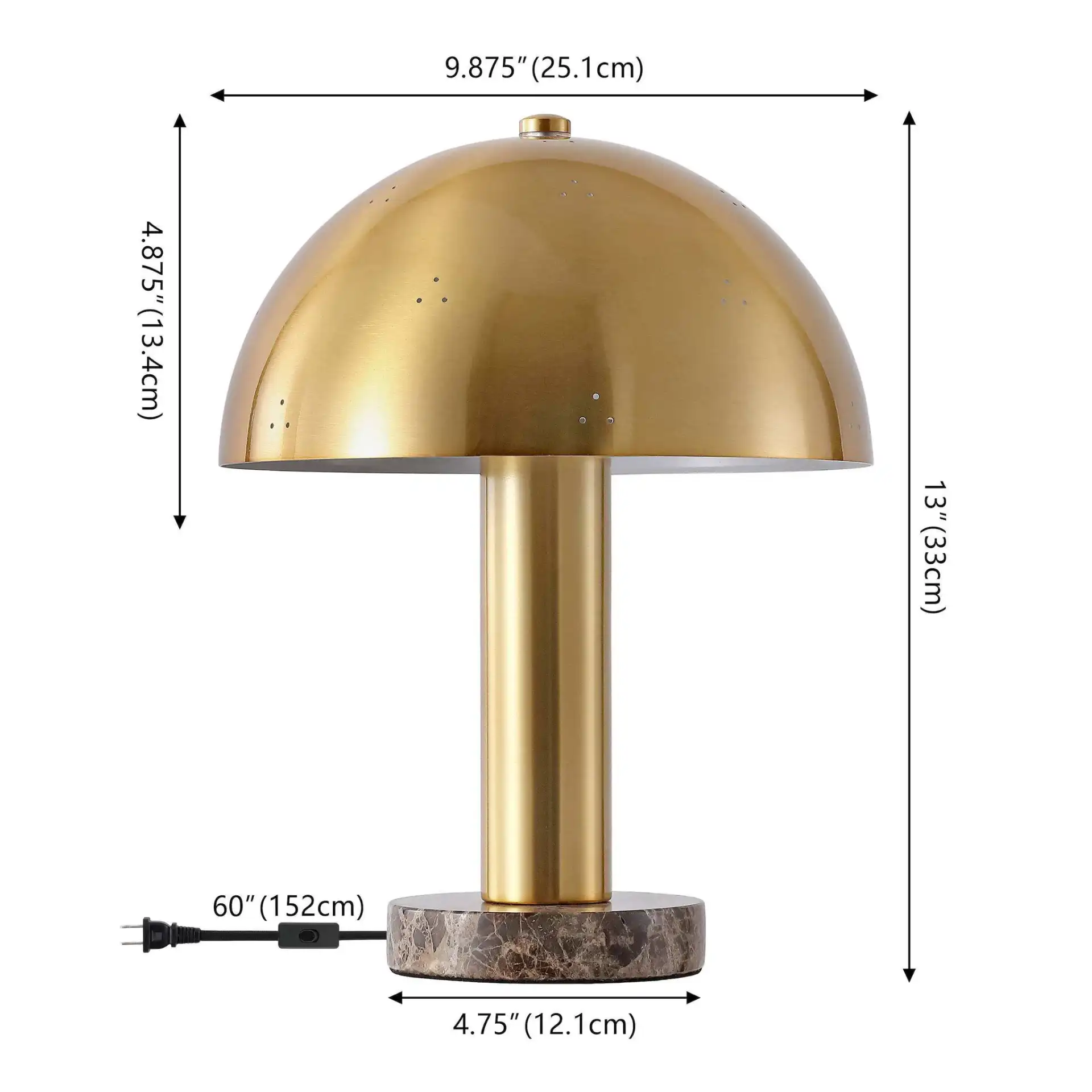 Gardwin Table Lamp in Black / Brass Gold, detail view