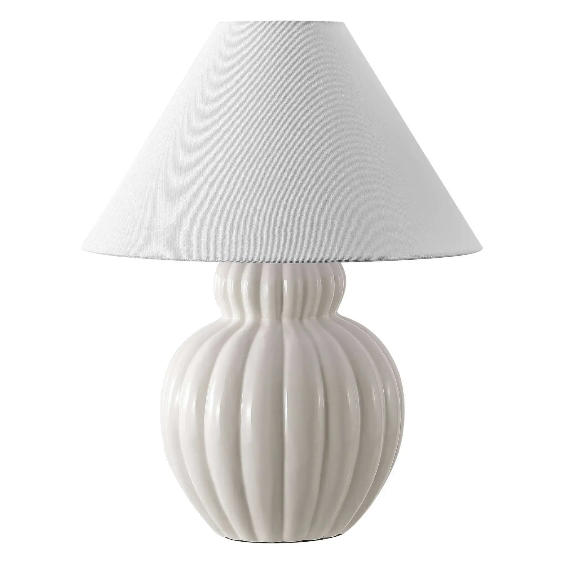 Kamiko Ceramic Table Lamp in Cream / White, detail view