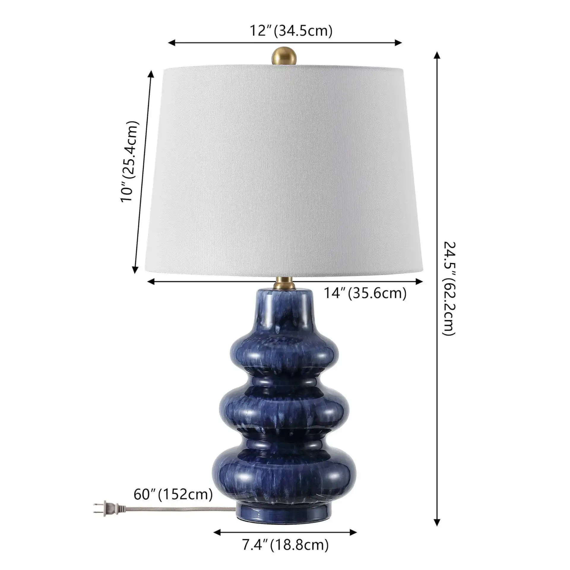Kaja Ceramic Table Lamp in Dark Blue / White, detail view