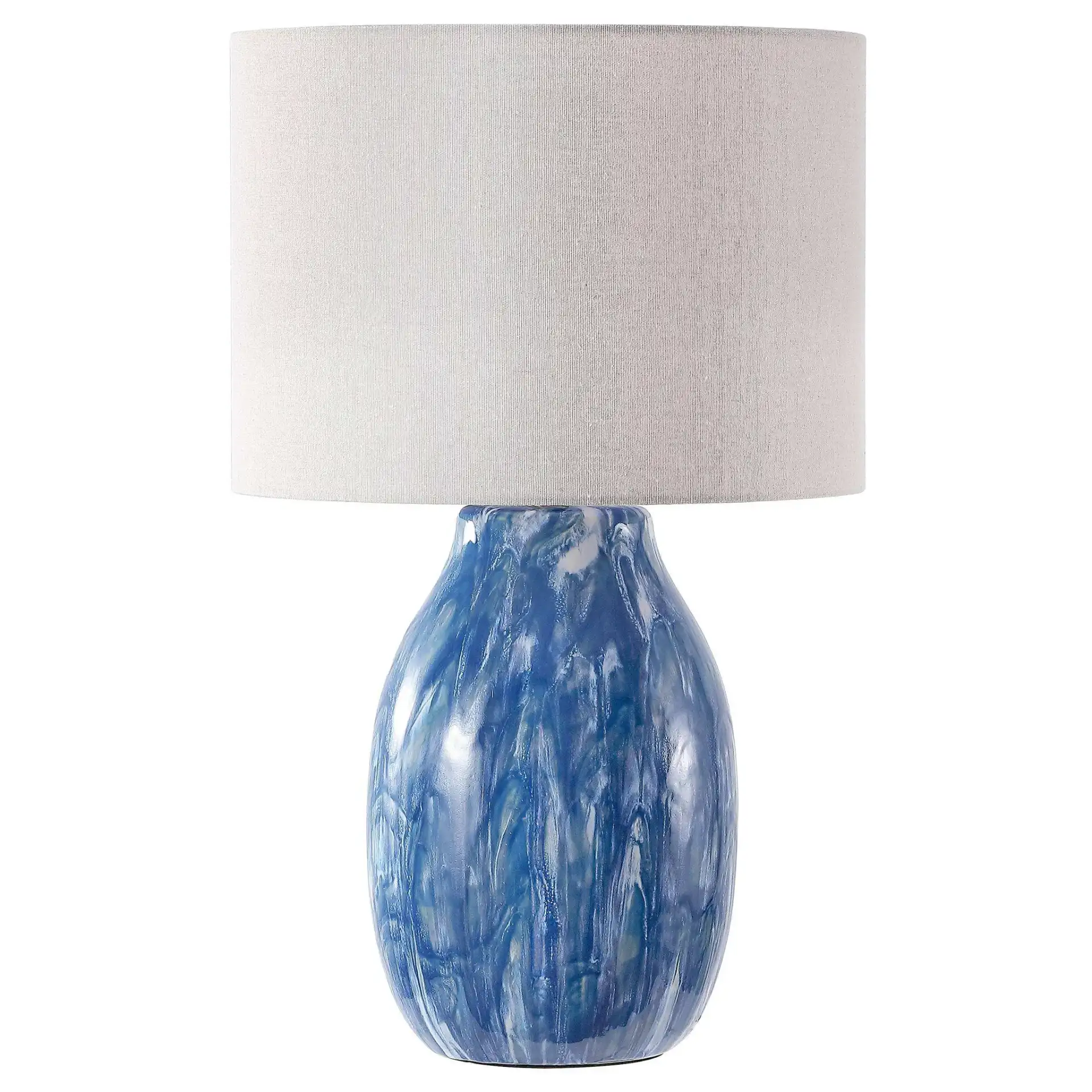 Wenopa Ceramic Table Lamp in White / Blue / Oatmeal, detail view