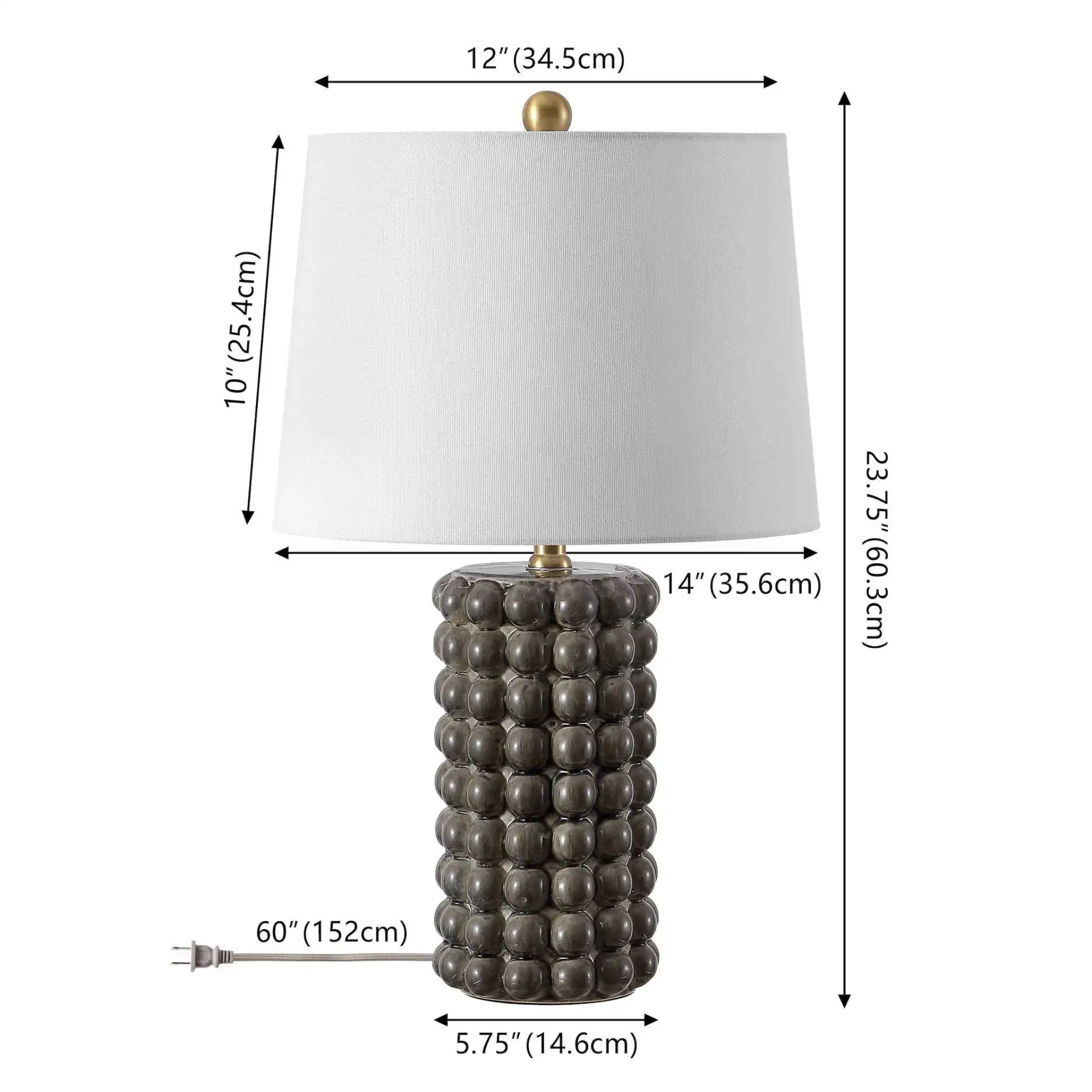 Dabrah Ceramic Table Lamp in Gray / White, detail view