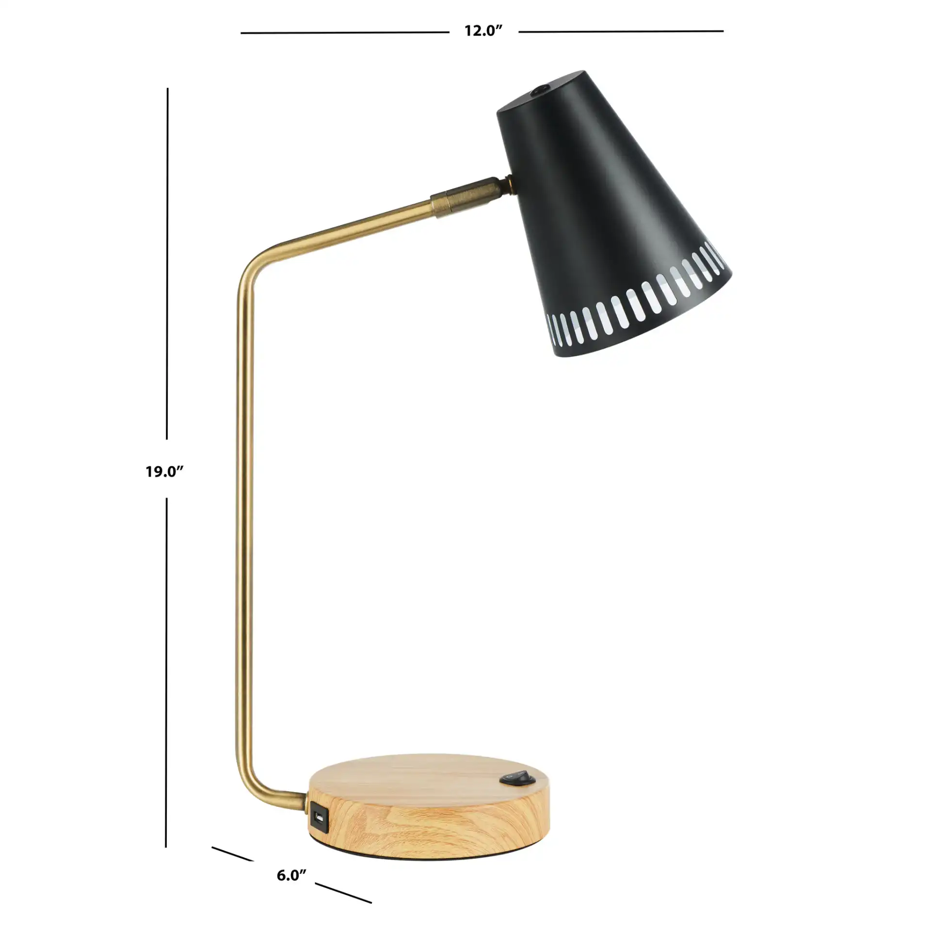 Veda Task Lamp in Gold / White, detail view