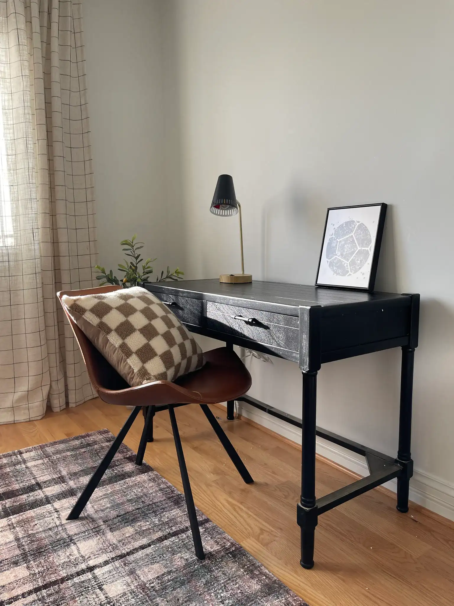 Veda Task Lamp in Gold / White in a styled room