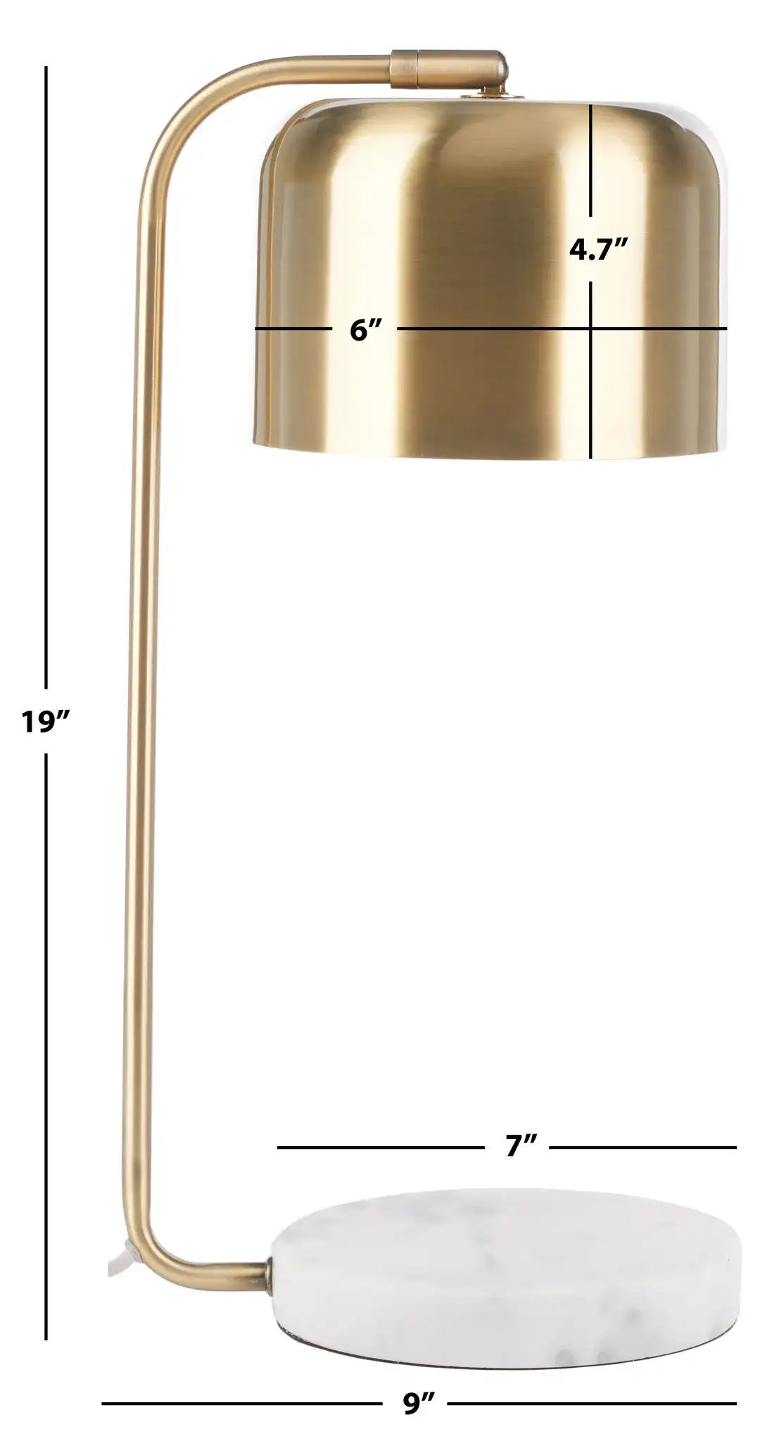 Foley Table Lamp in Brass / White, detail view
