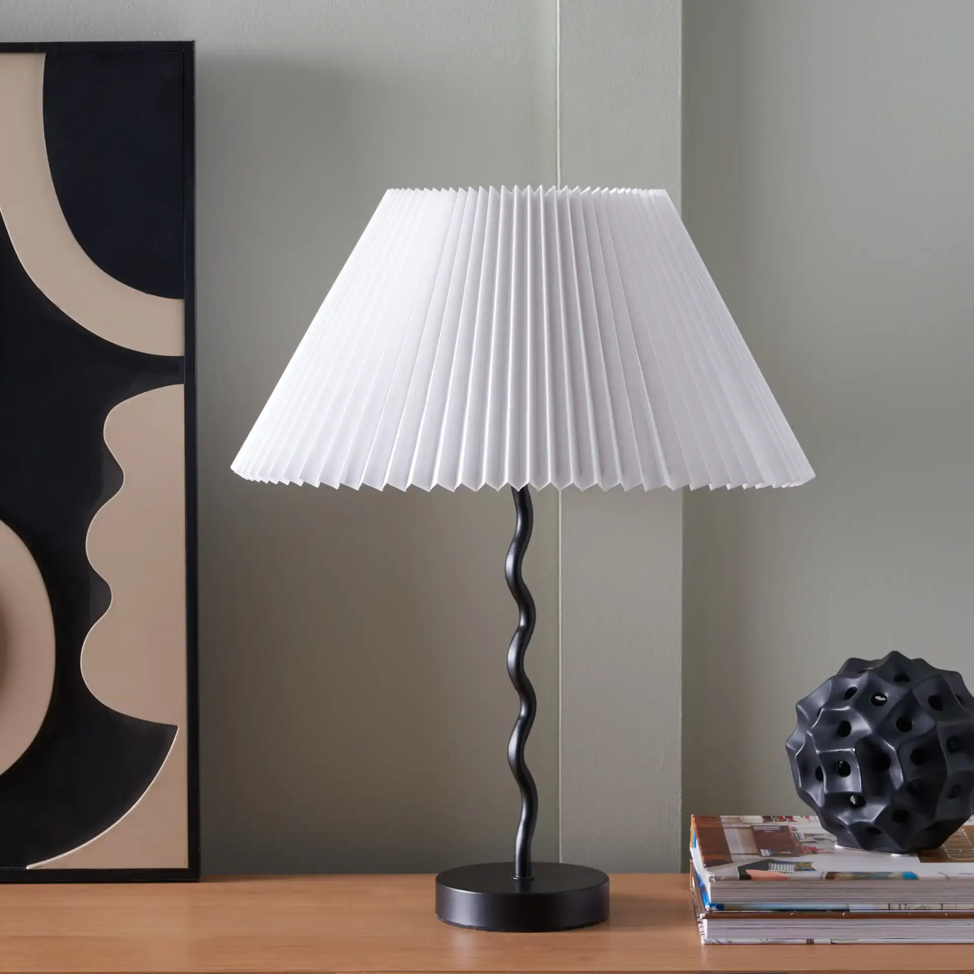 Tali Table Lamp in Black in a styled room