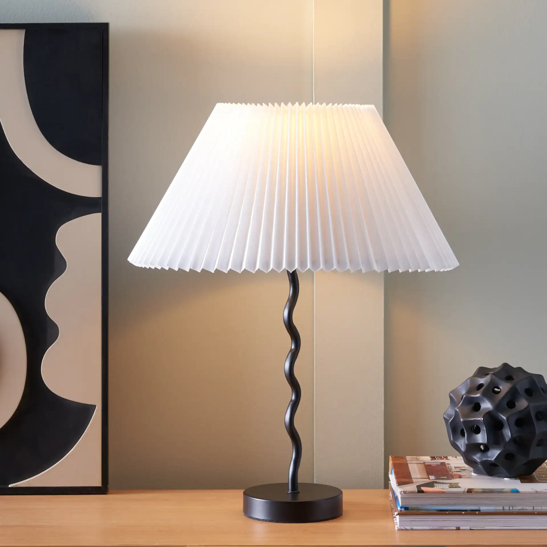 Tali Table Lamp in Black in a styled room