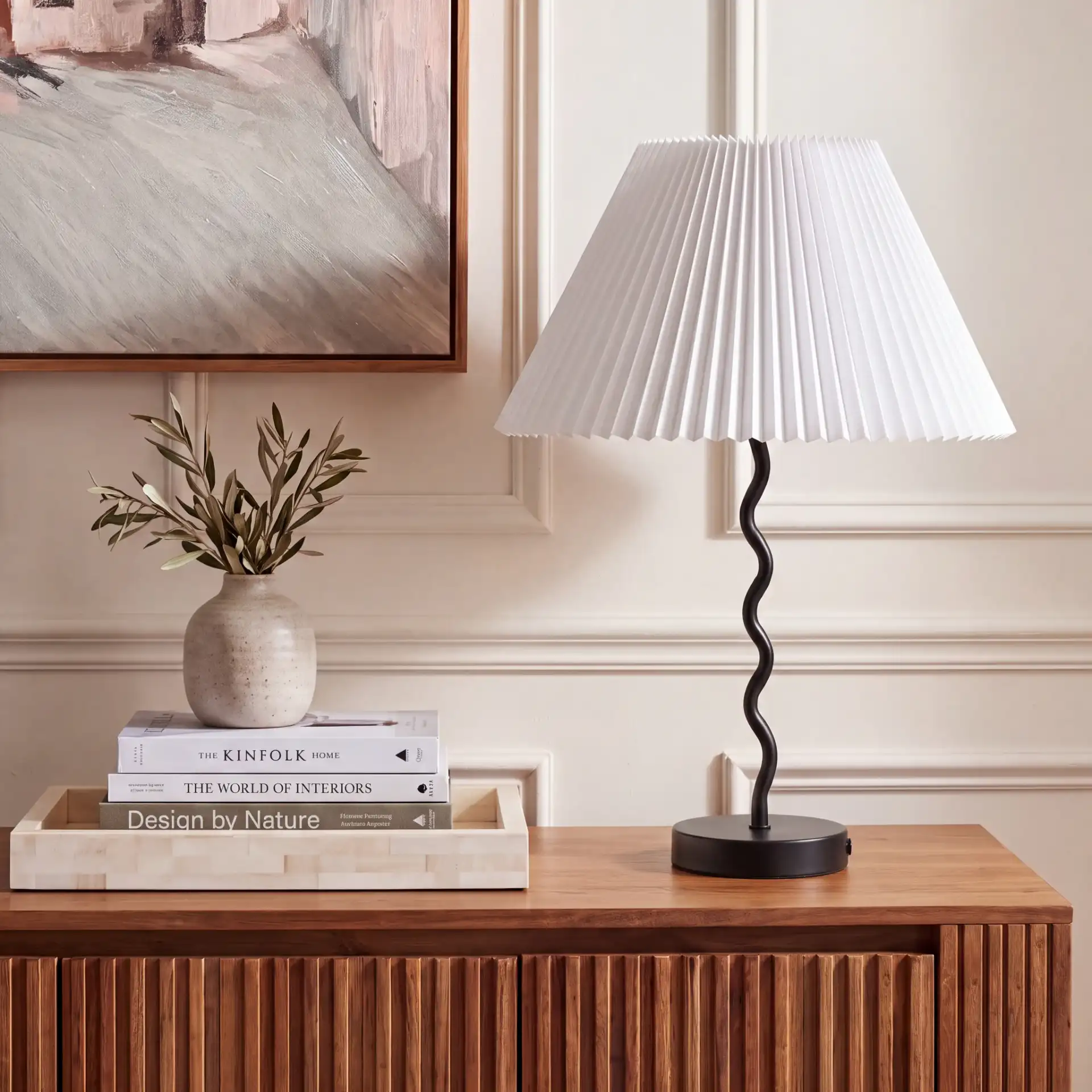 Tali Table Lamp in Black in a styled room