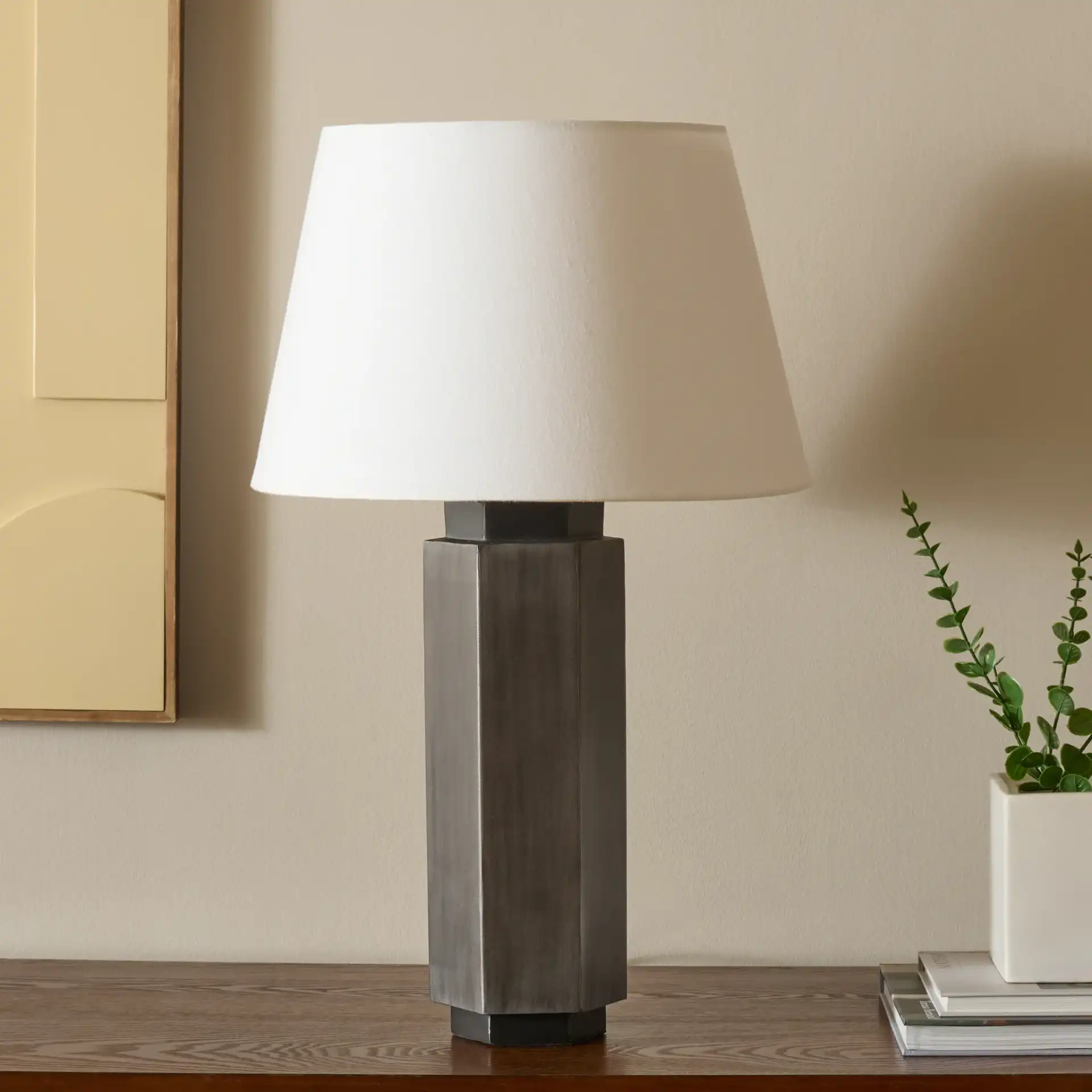 Emlyn Table Lamp in Antique Silver in a styled room