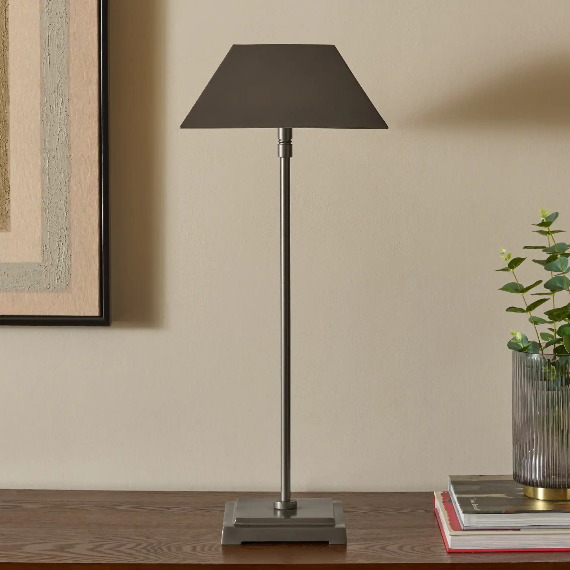 Lleo Table Lamp in Antique Silver in a styled room