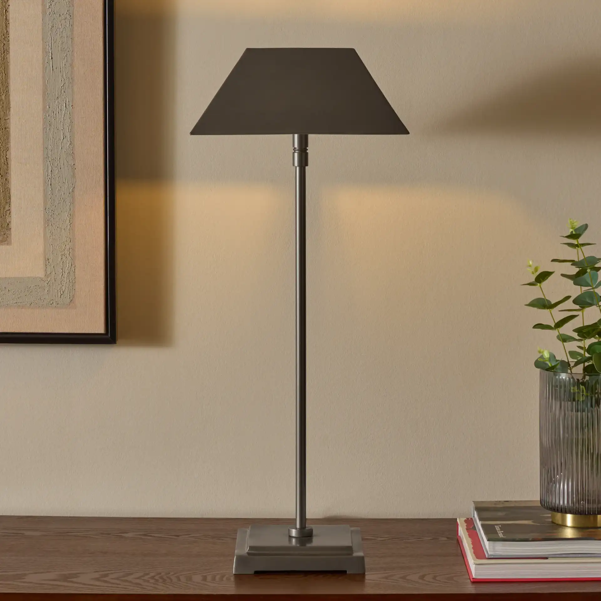 Lleo Table Lamp in Antique Silver in a styled room
