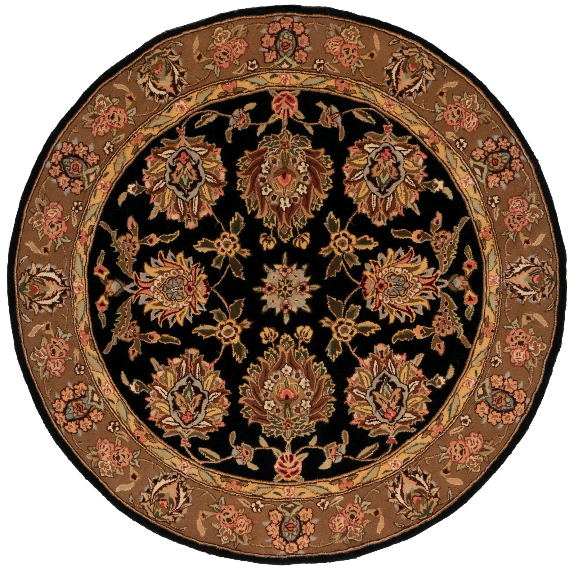 Traditions Floral Medallion Wool Rug in Black / Gold