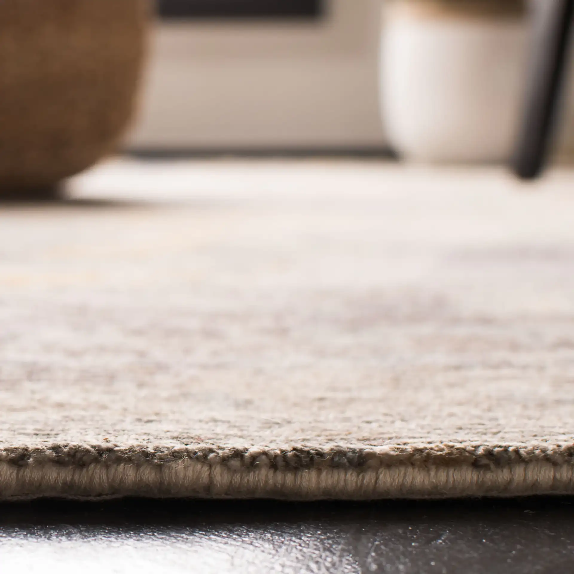 Tiffany Weathered Abstract Hand-Knotted Rug in Gray / Gold in a styled room