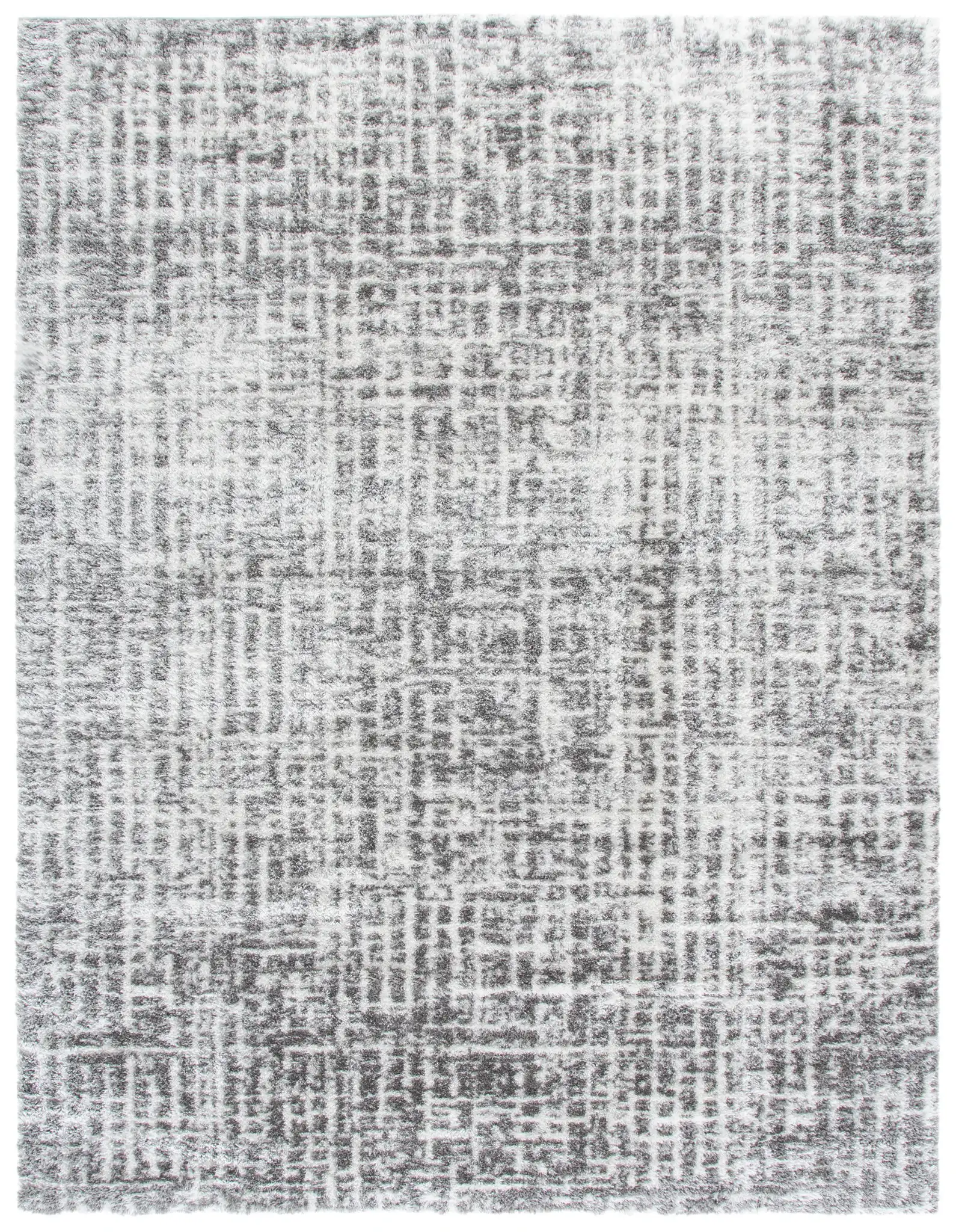Tahoe Grid Shag Rug in Ivory / Gray