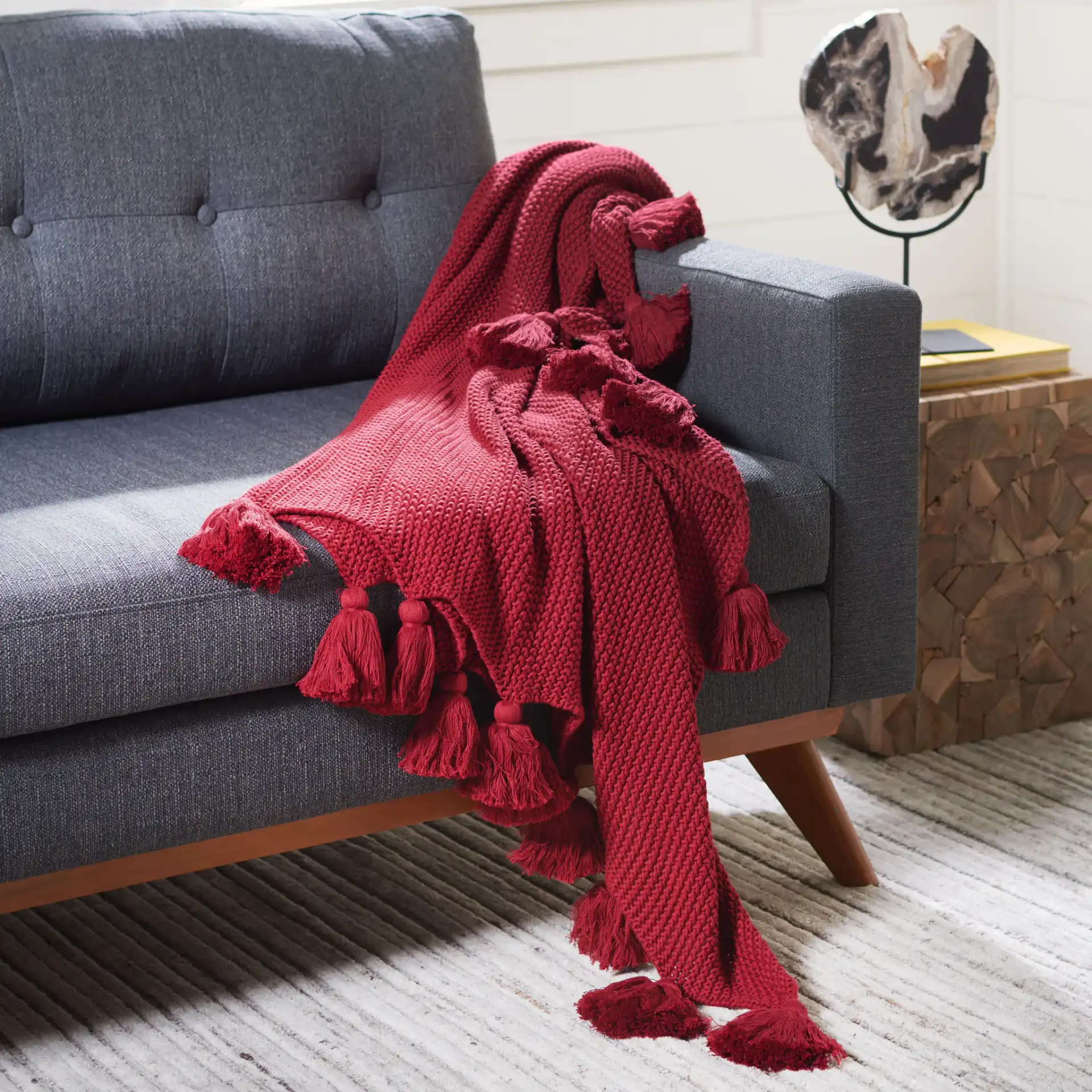 Brantley Throw in Orange in a styled room