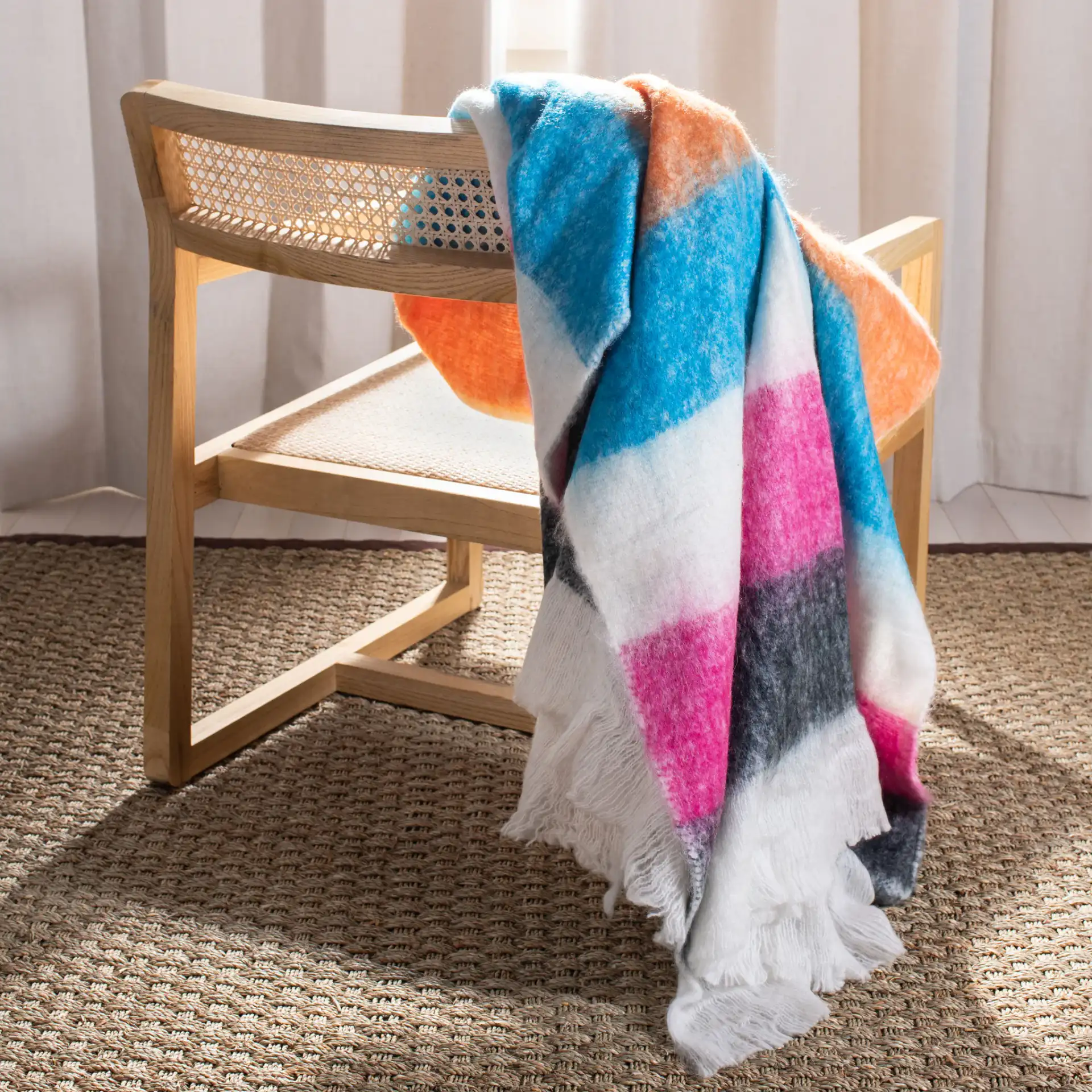 Glendal Throw in Multi in a styled room