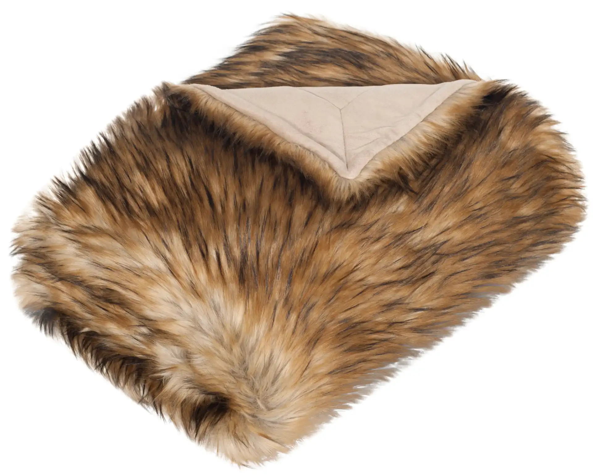 Faux Raccoon Throw in Brown / Multicolor