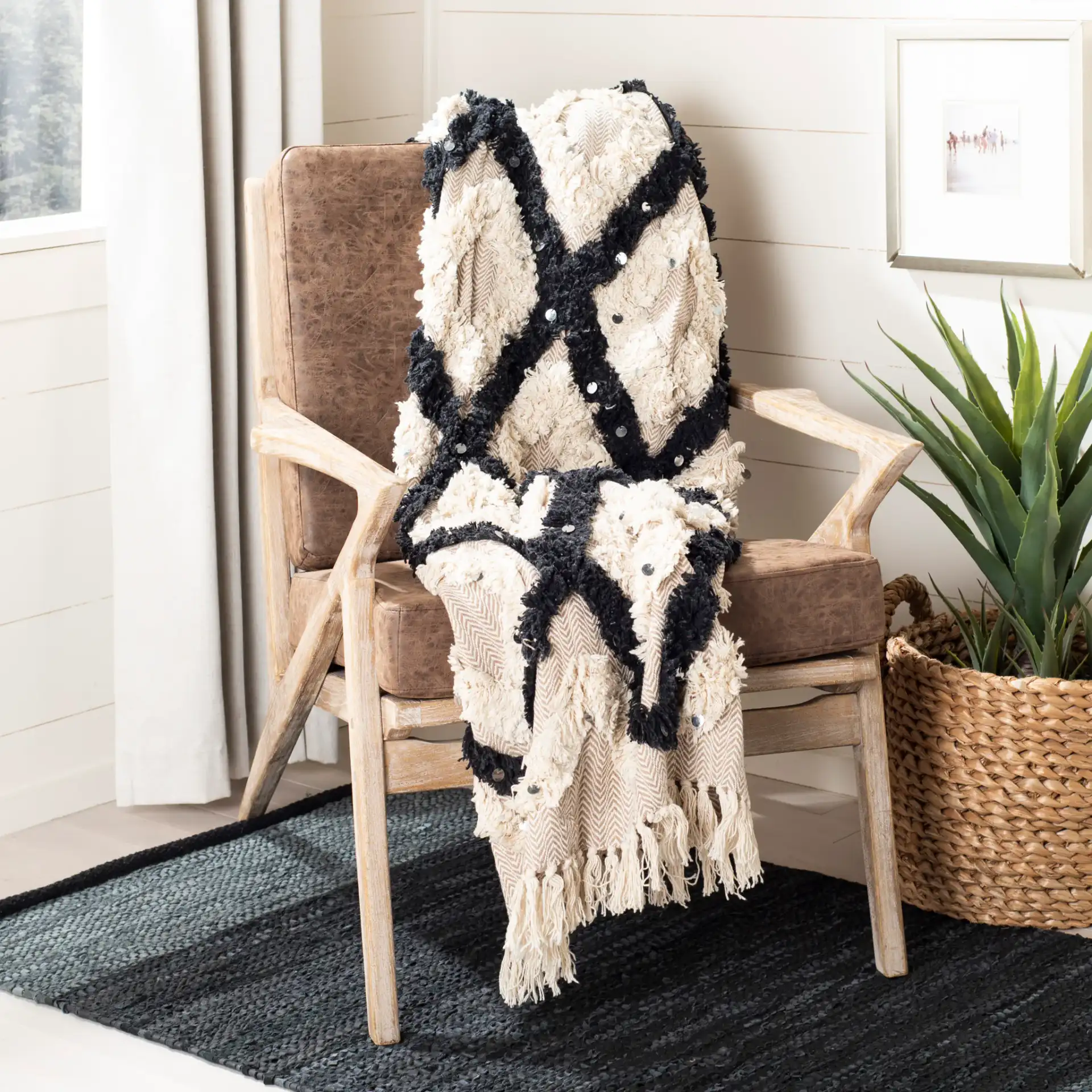 Lila Grace Throw in Gold in a styled room