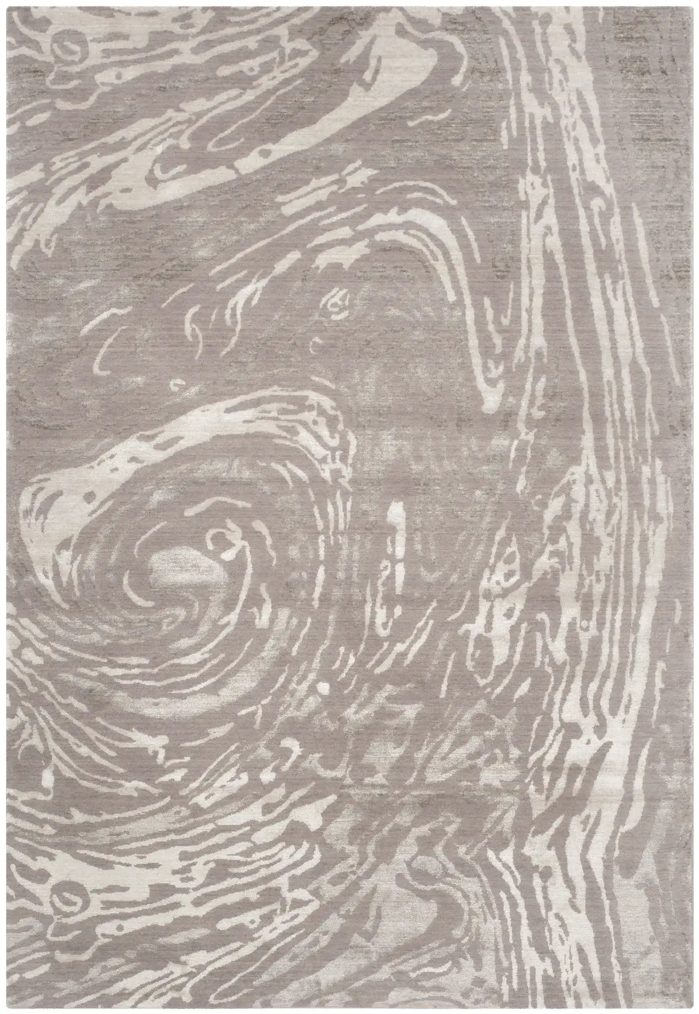 Tibetan Vanguard Marble Swirl Hand-Loomed Viscose Rug in Gray / Ivory