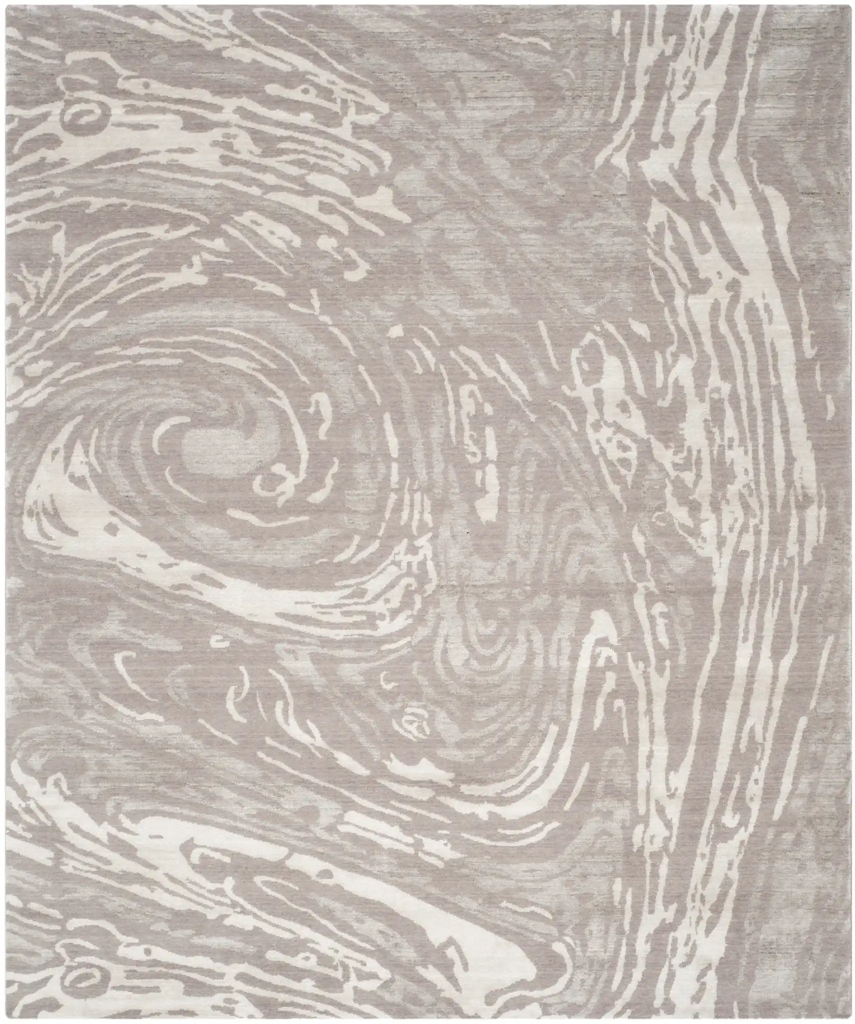 Tibetan Vanguard Marble Swirl Hand-Loomed Viscose Rug in Gray / Ivory, detail view
