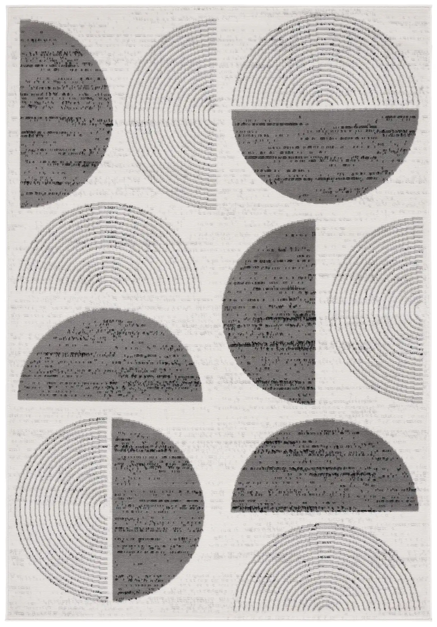 Temple Concentric Arcs Rug in Ivory / Gray