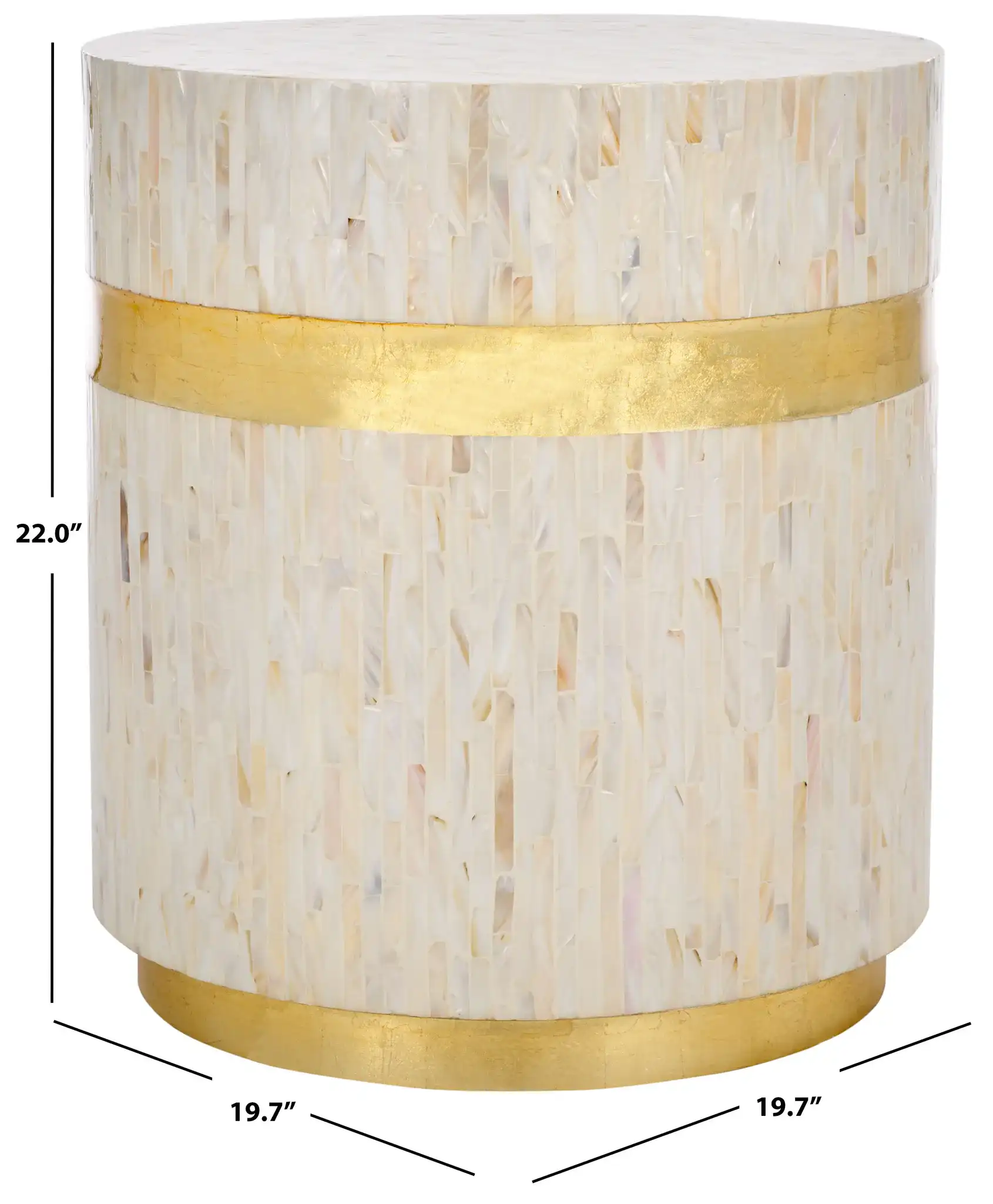 Perla Mosaic Round Side Table in Pink Champagne / Gold, detail view