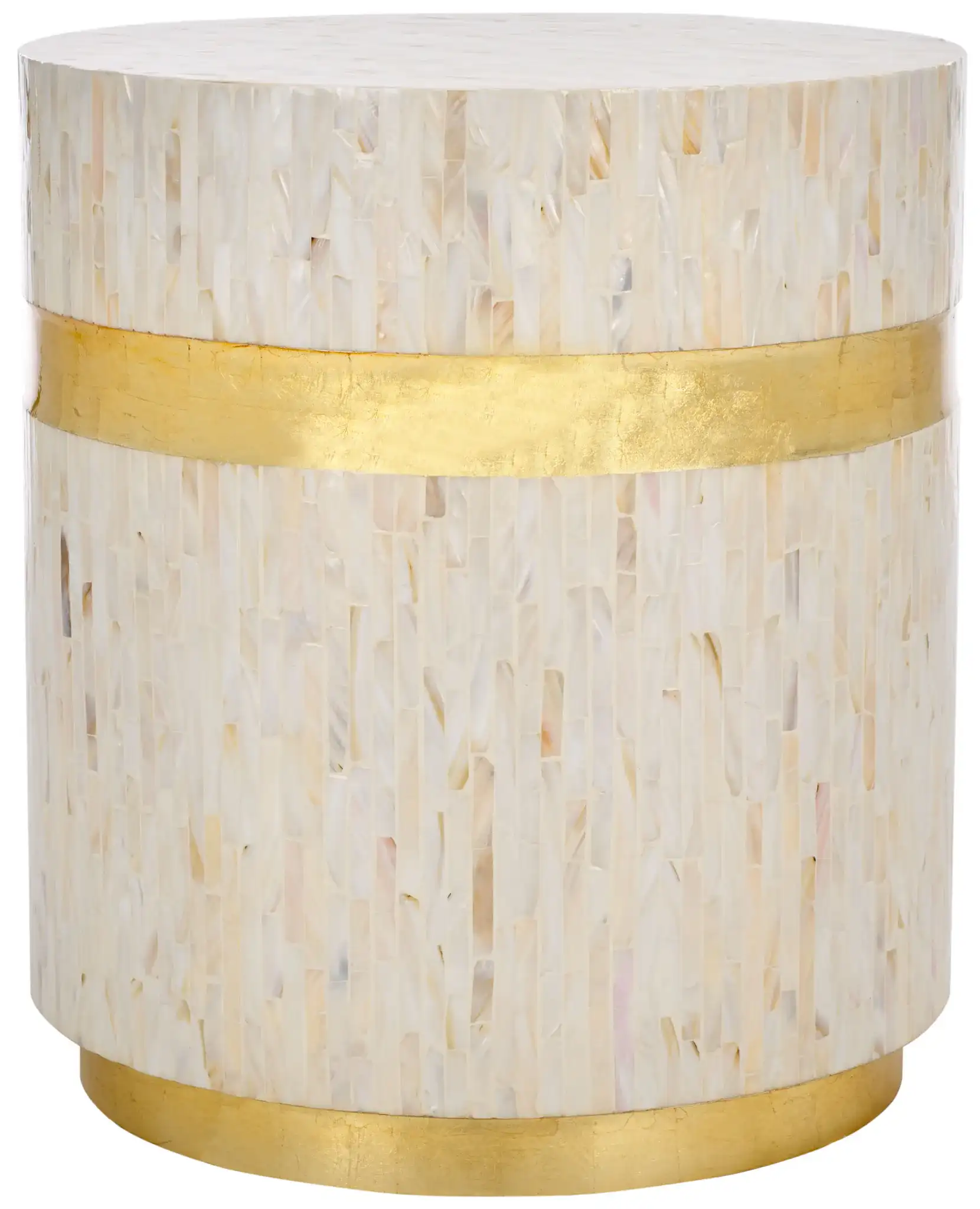 Perla Mosaic Round Side Table in Pink Champagne / Gold