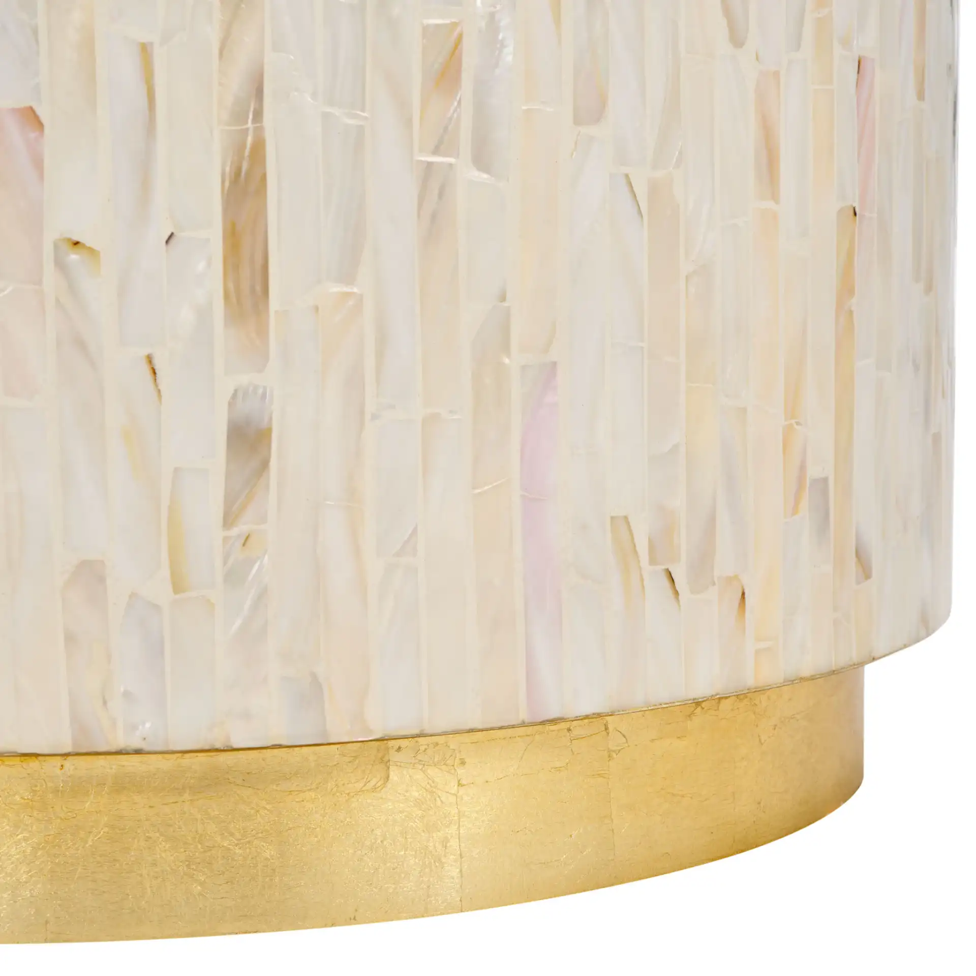 Perla Mosaic Round Side Table in Pink Champagne / Gold, detail view