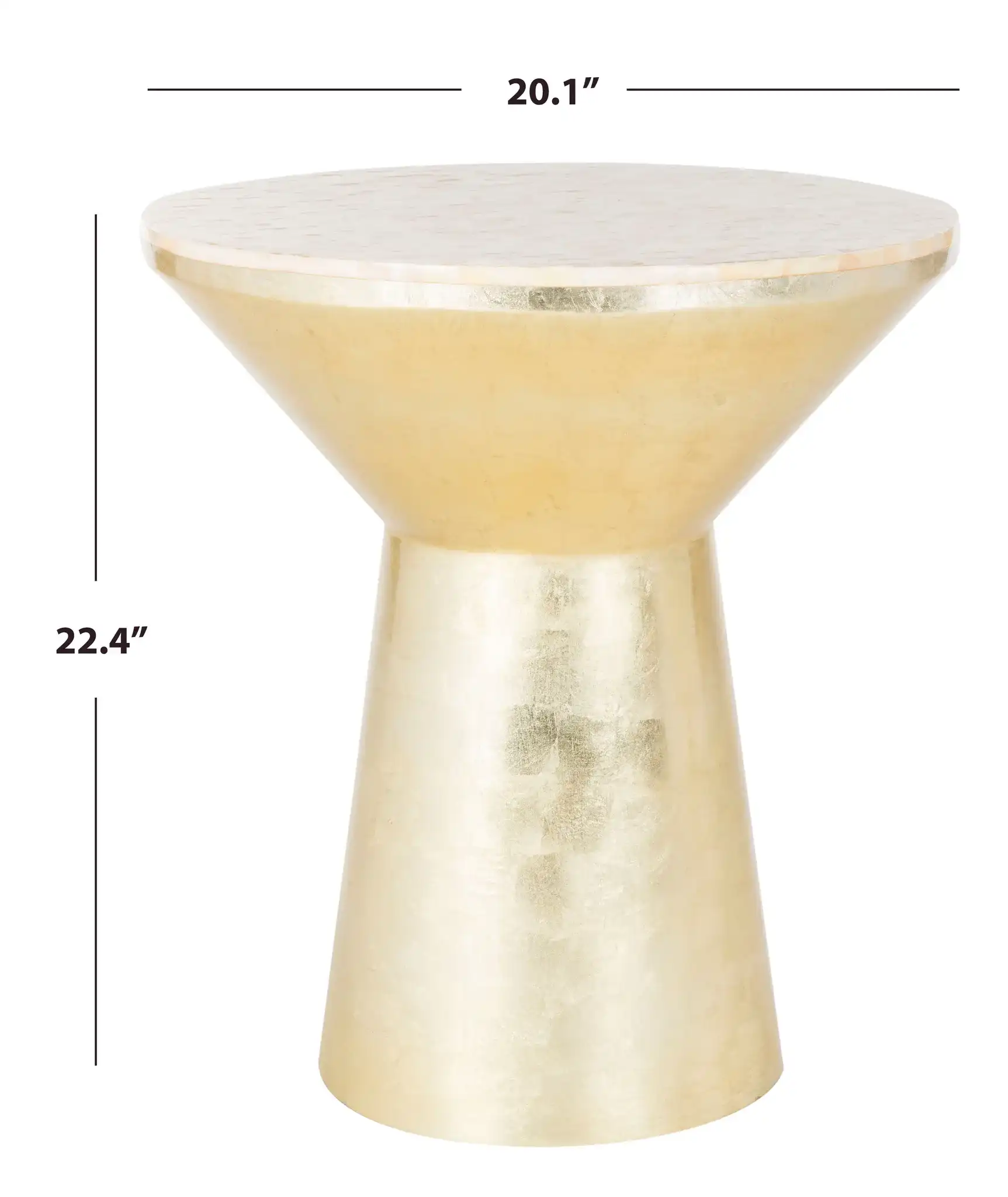 Fae Mosaic Top Round Side Table in Pink Champagne / Gold, detail view