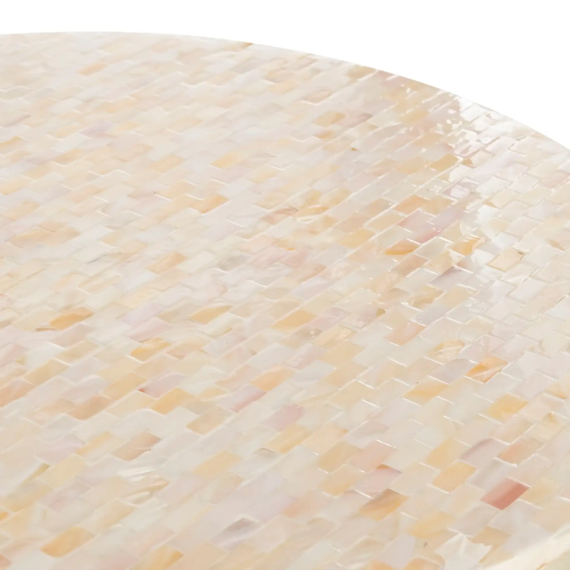 Fae Mosaic Top Round Side Table in Pink Champagne / Gold, detail view