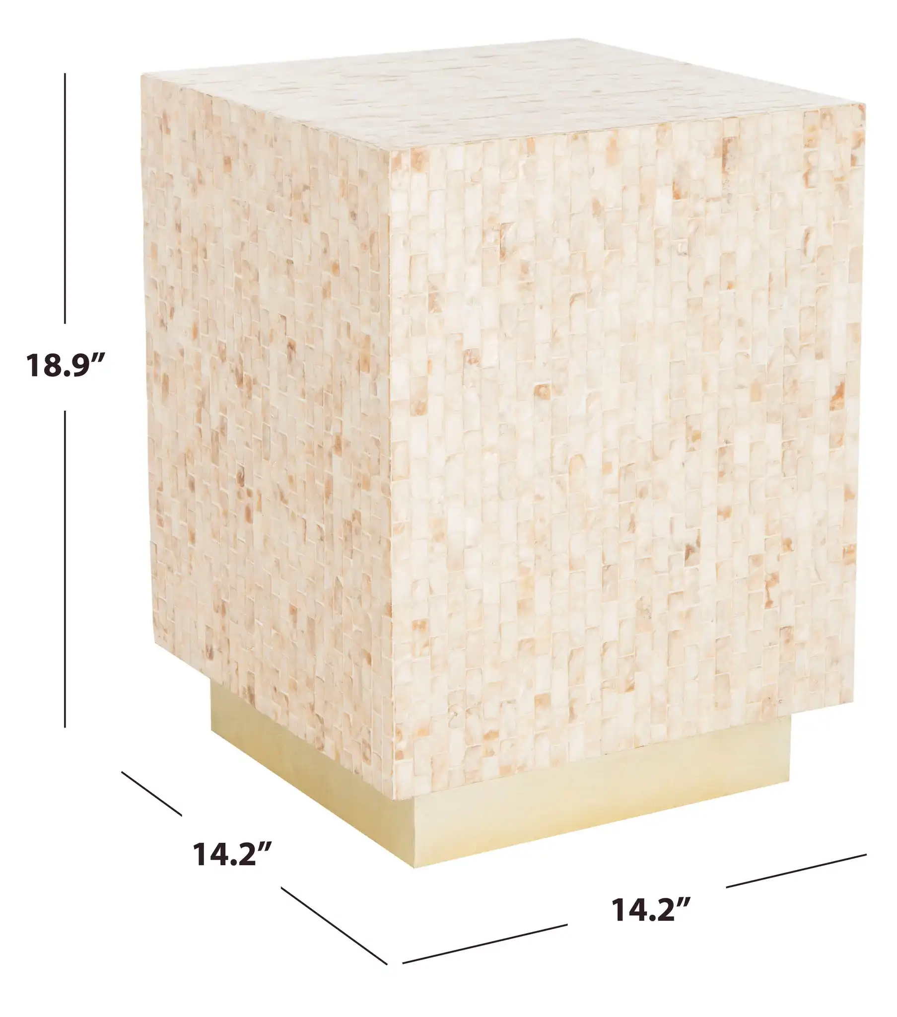 Juno Rectangular Mosaic Side Table in Multicolor Beige / Gold, detail view