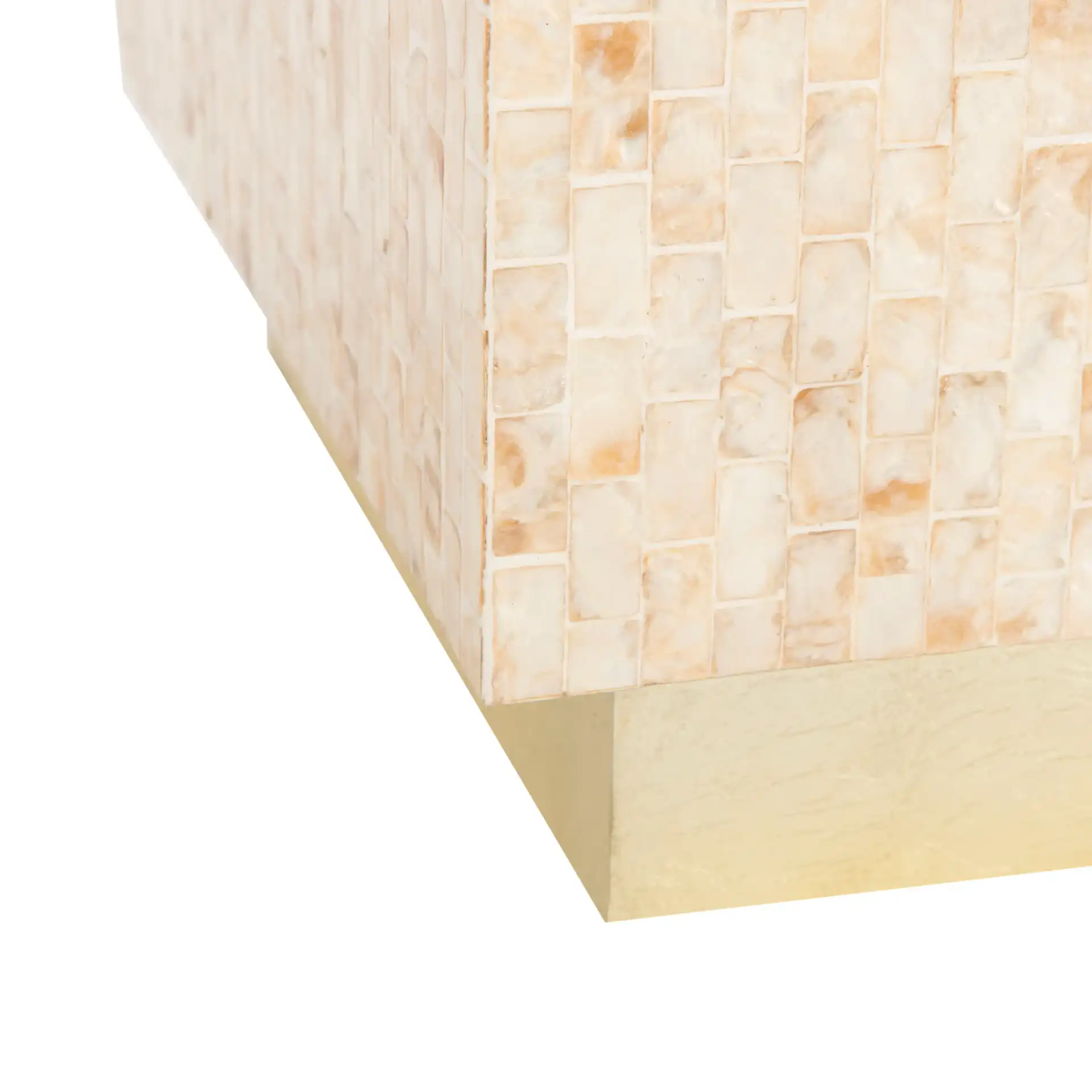 Juno Rectangular Mosaic Side Table in Multicolor Beige / Gold, detail view