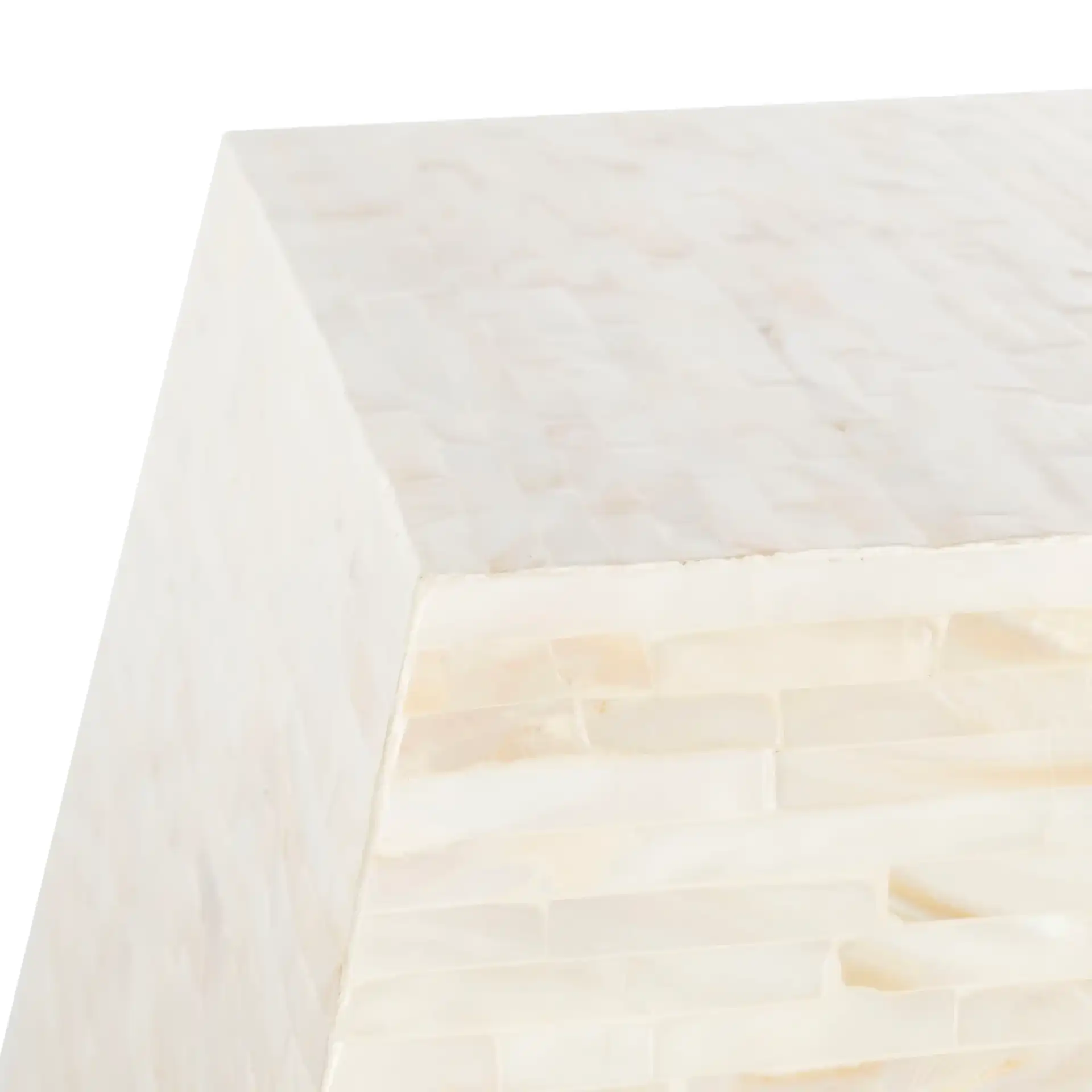 Lea Mosaic Geometric Side Table in Multicolor / Light Beige in a styled room