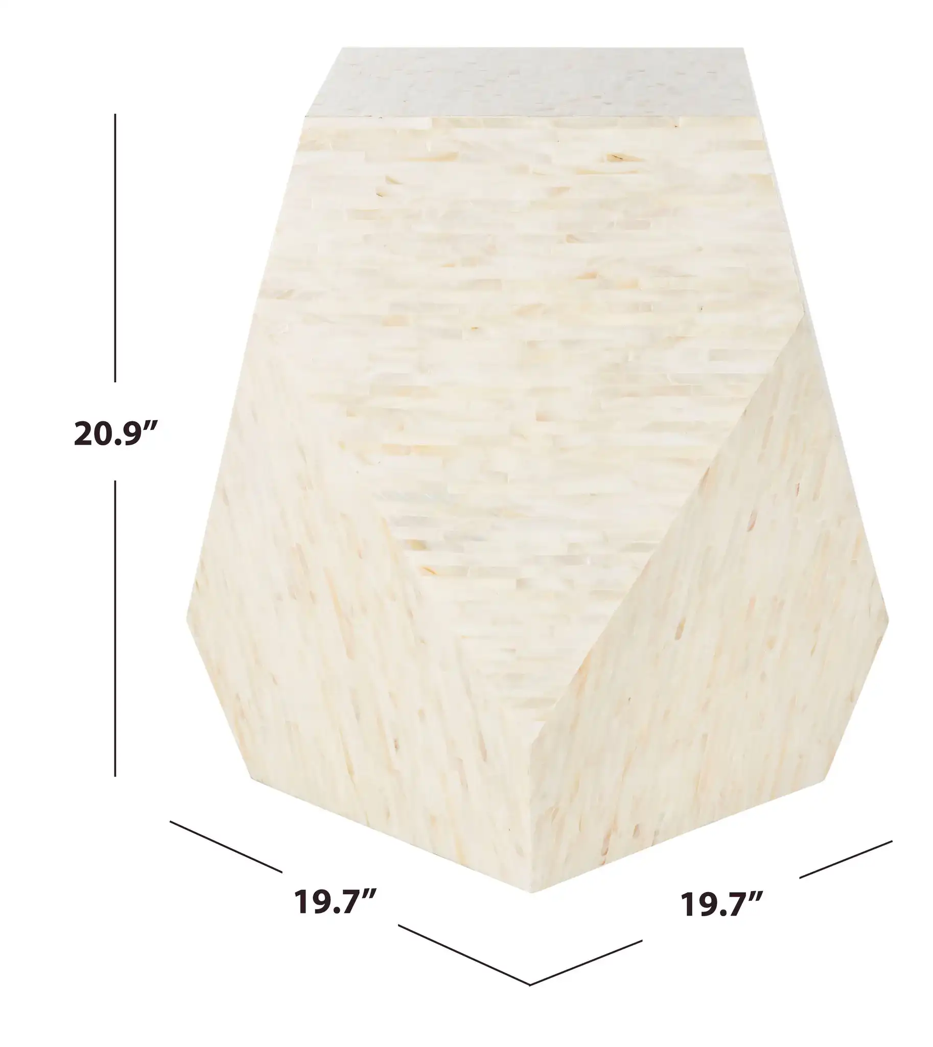 Lea Mosaic Geometric Side Table in Multicolor / Light Beige, detail view