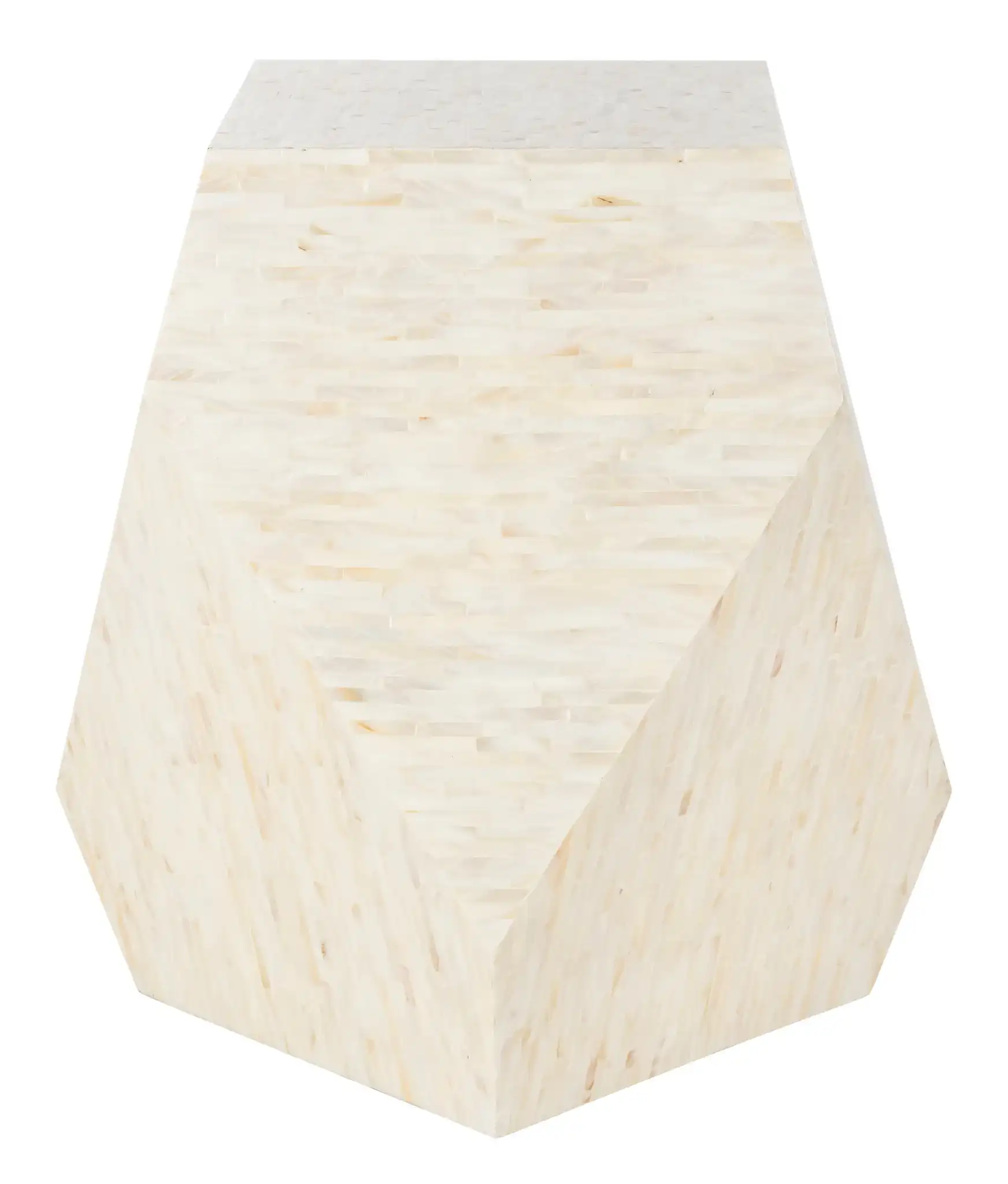 Lea Mosaic Geometric Side Table in Multicolor / Light Beige, detail view