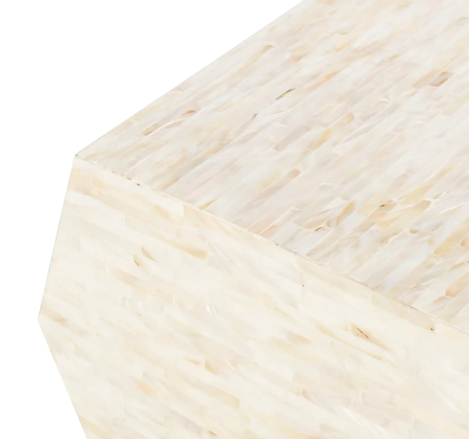 Lea Mosaic Geometric Side Table in Multicolor / Light Beige, detail view