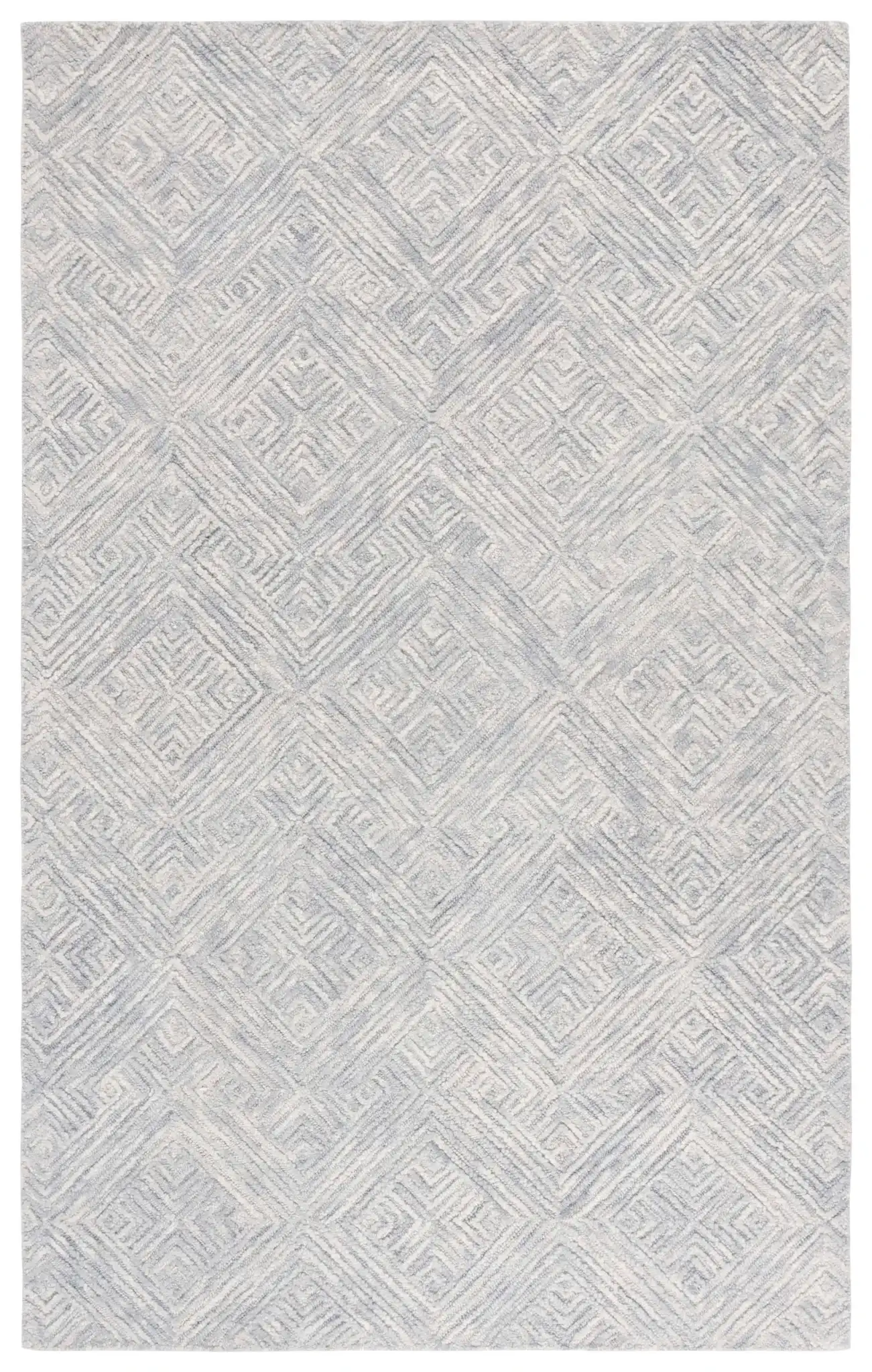 Trace Concentric Diamond Hand-Tufted Wool Rug in Gray