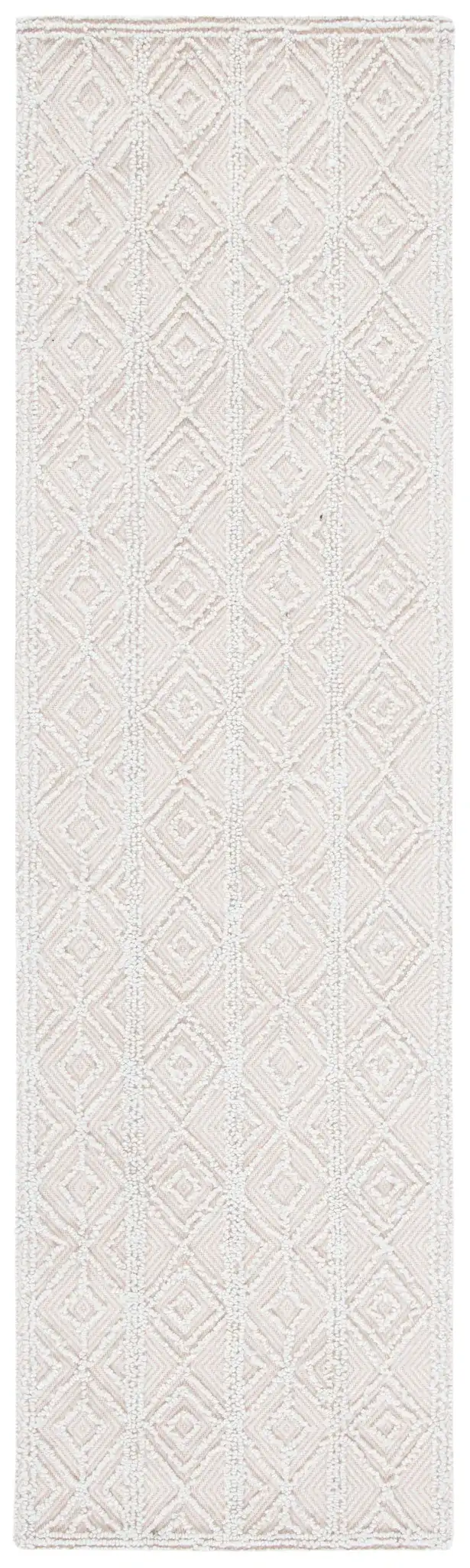 Trace Diamond Column Hand-Tufted Wool Blend Rug in Beige / Pink