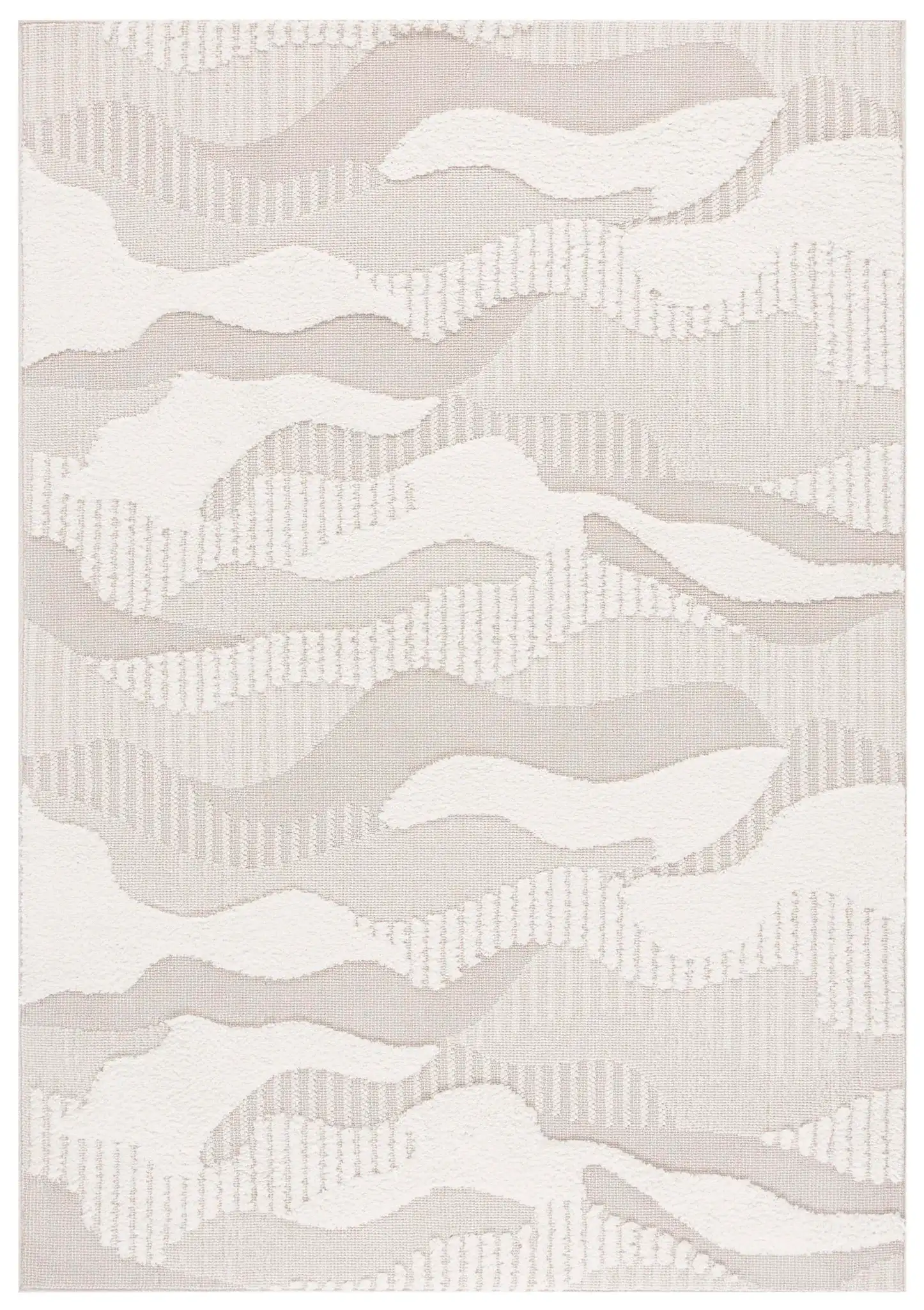 Trends Wavy Abstract Shag Rug in Beige / Ivory