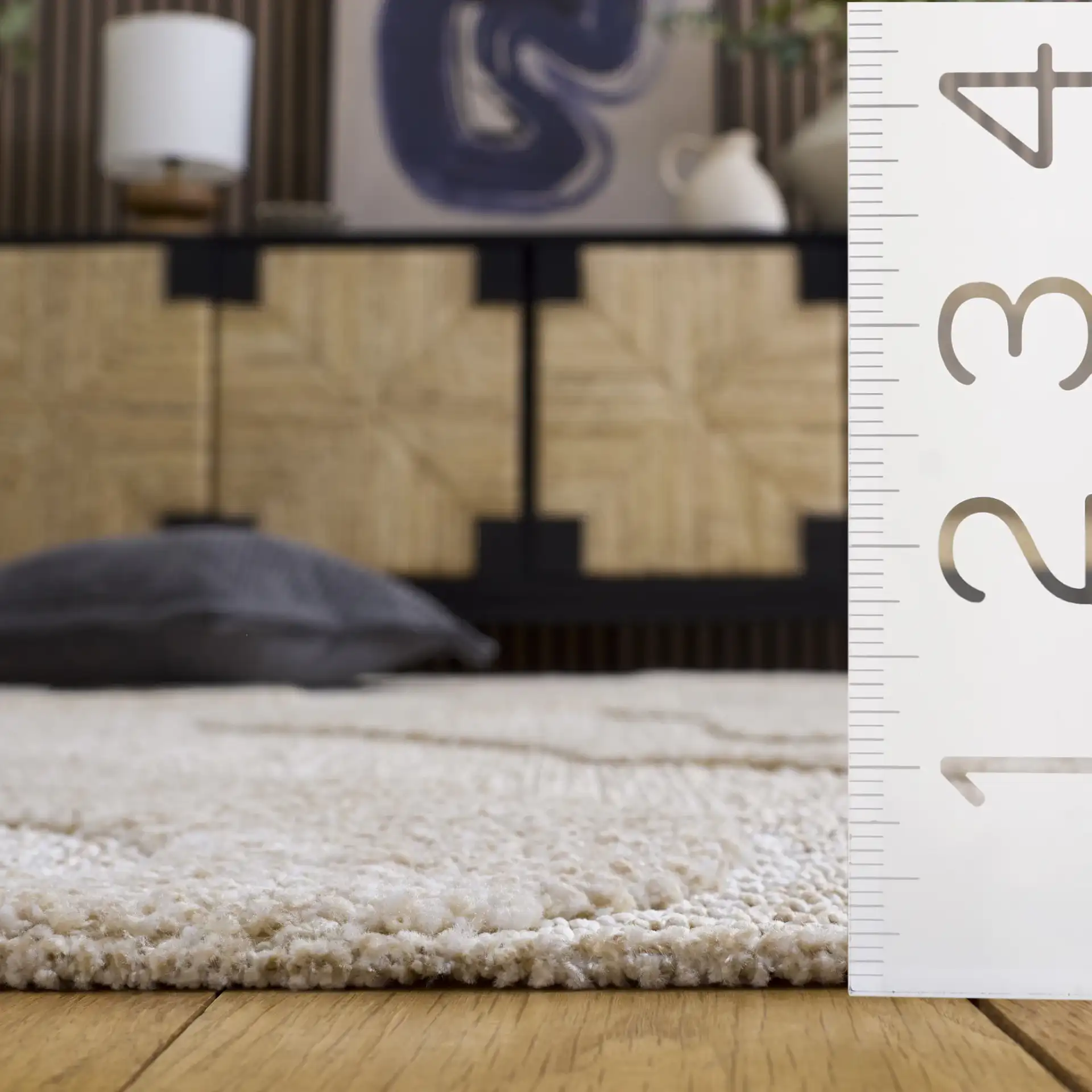 Trends Modern Wave Rug in Beige / Ivory in a styled room