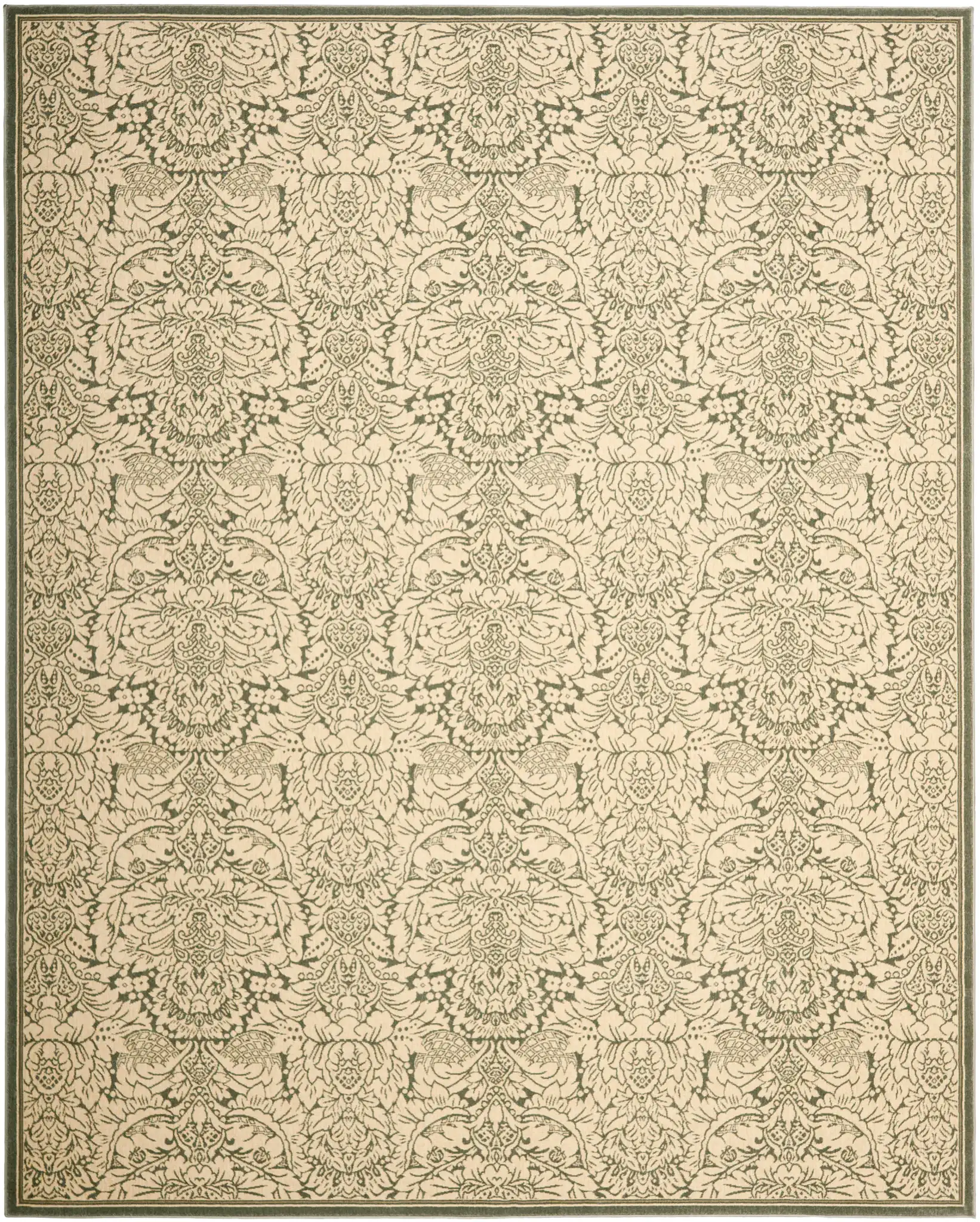 Treasures Repeating Damask Rug in Light Blue / Ivory