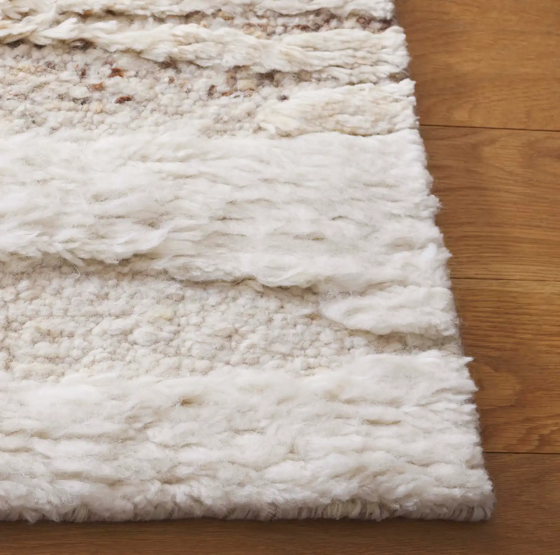 Tribeca Textured Stripe Hand-Knotted Wool Rug in Beige / Brown in a styled room